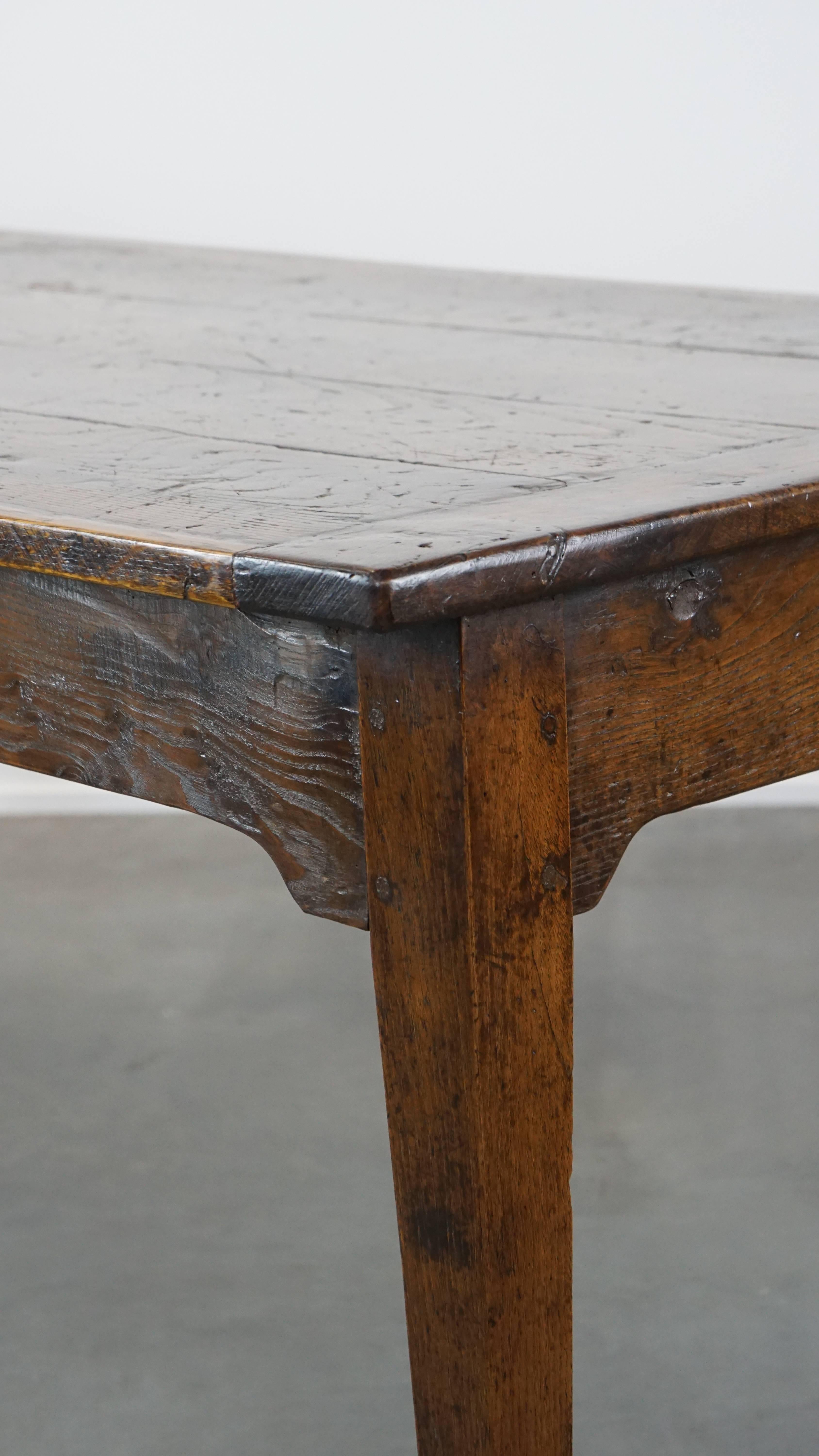 Antique French farmhouse dining table with original details and a drawer 204x87 7