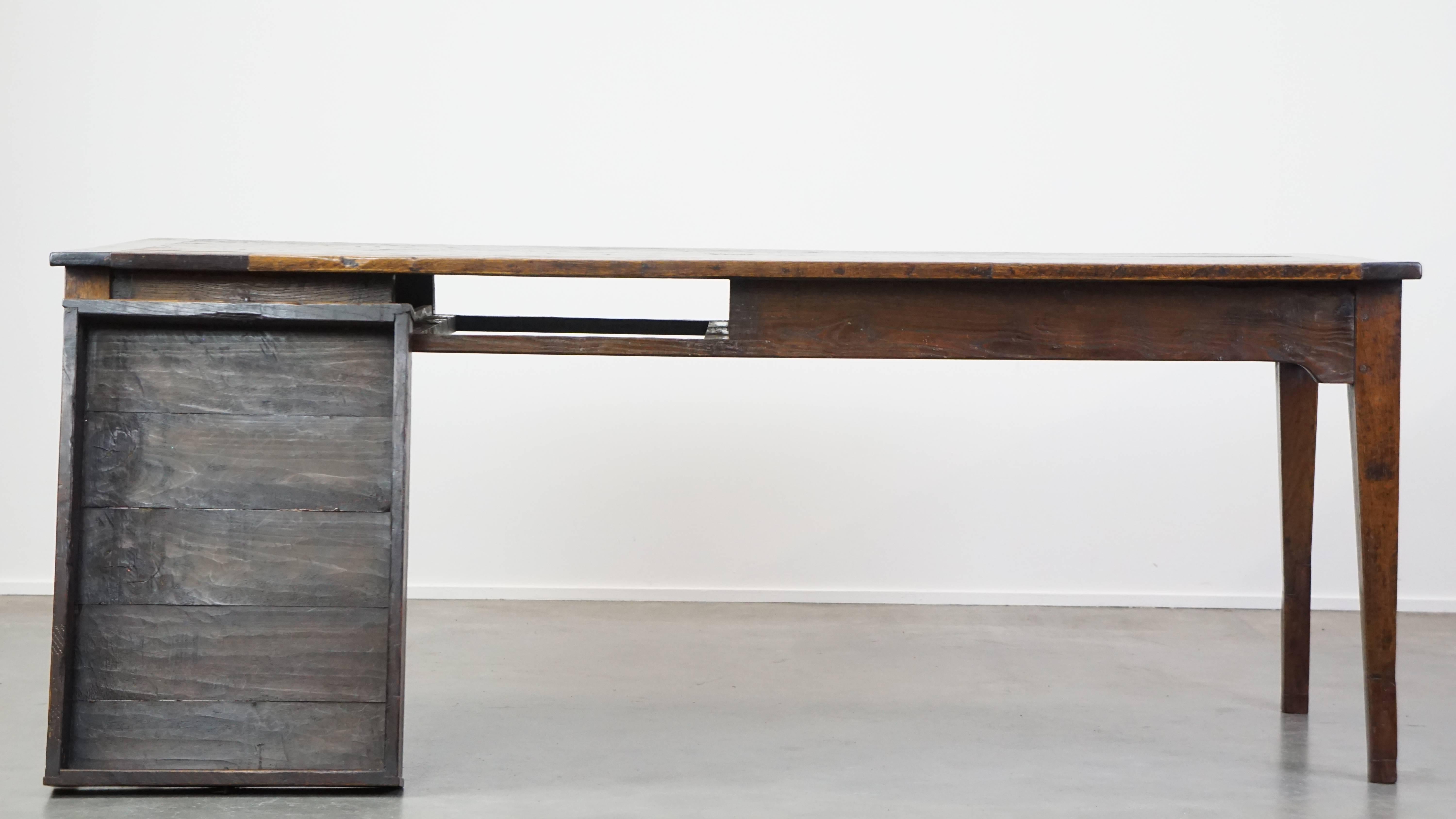 Hand-Crafted Antique French farmhouse dining table with original details and a drawer 204x87