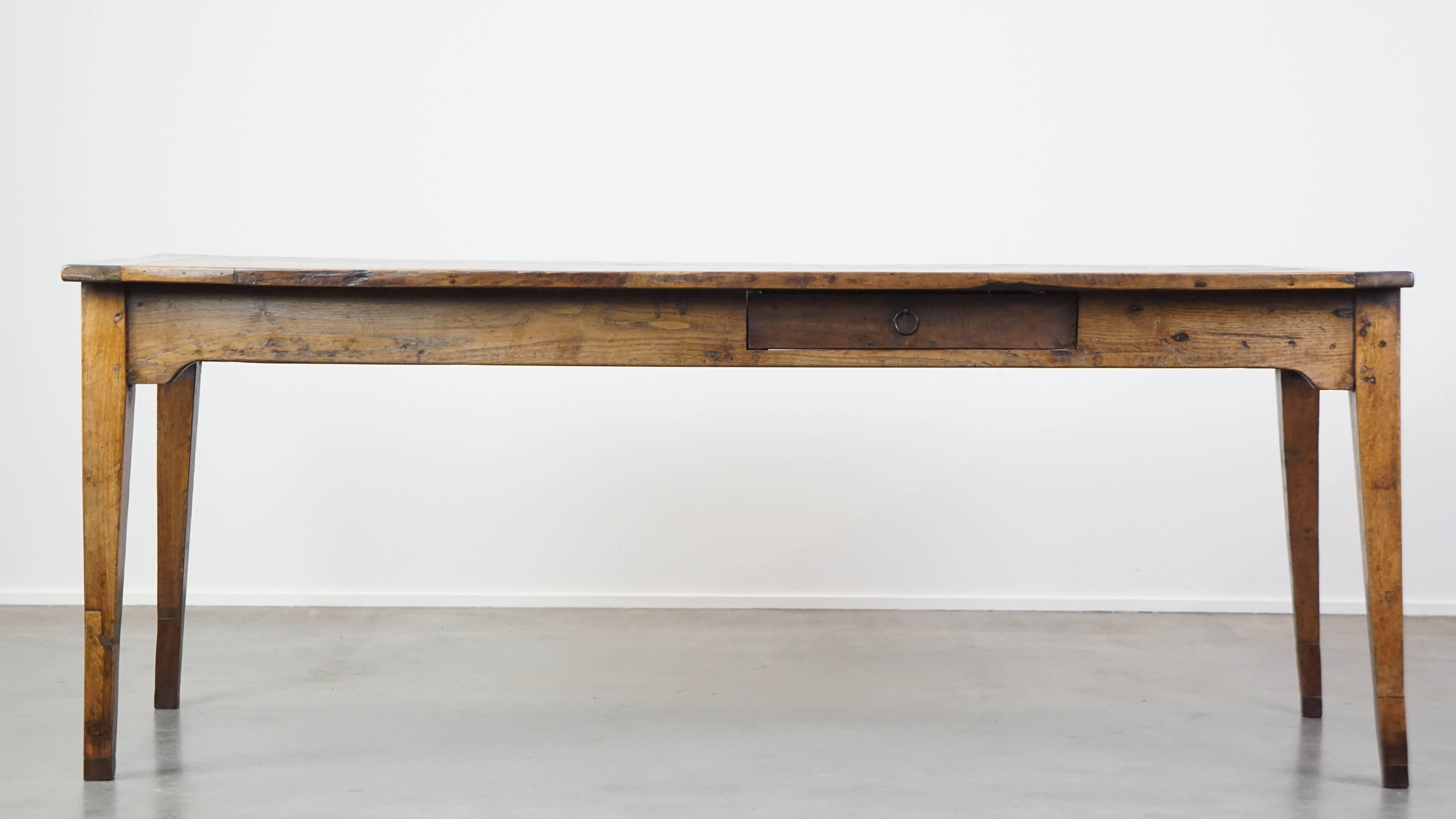 18th Century Antique French farmhouse dining table with original details and a drawer 204x87
