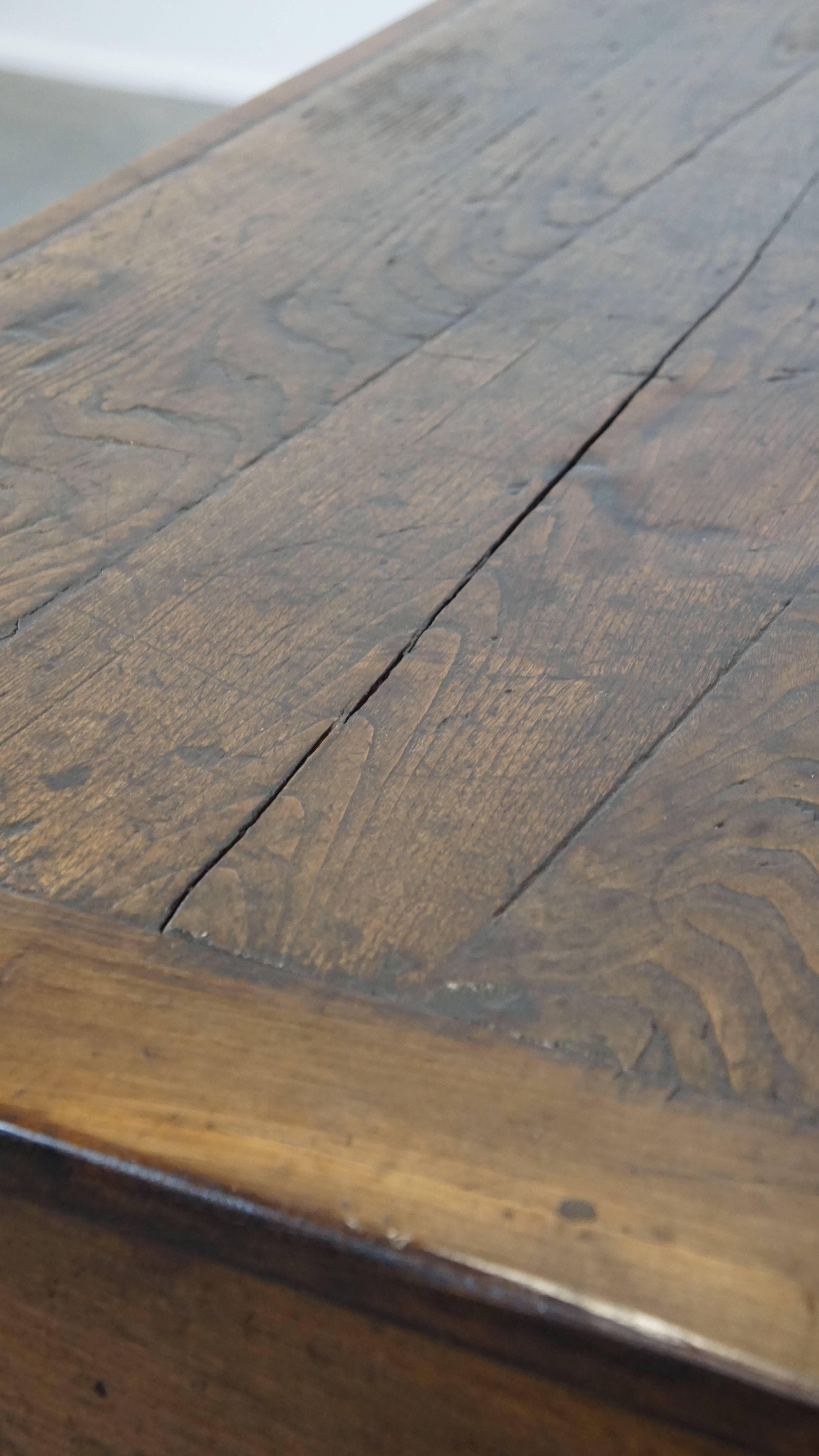 Antique French farmhouse dining table with original details and a drawer 204x87 2