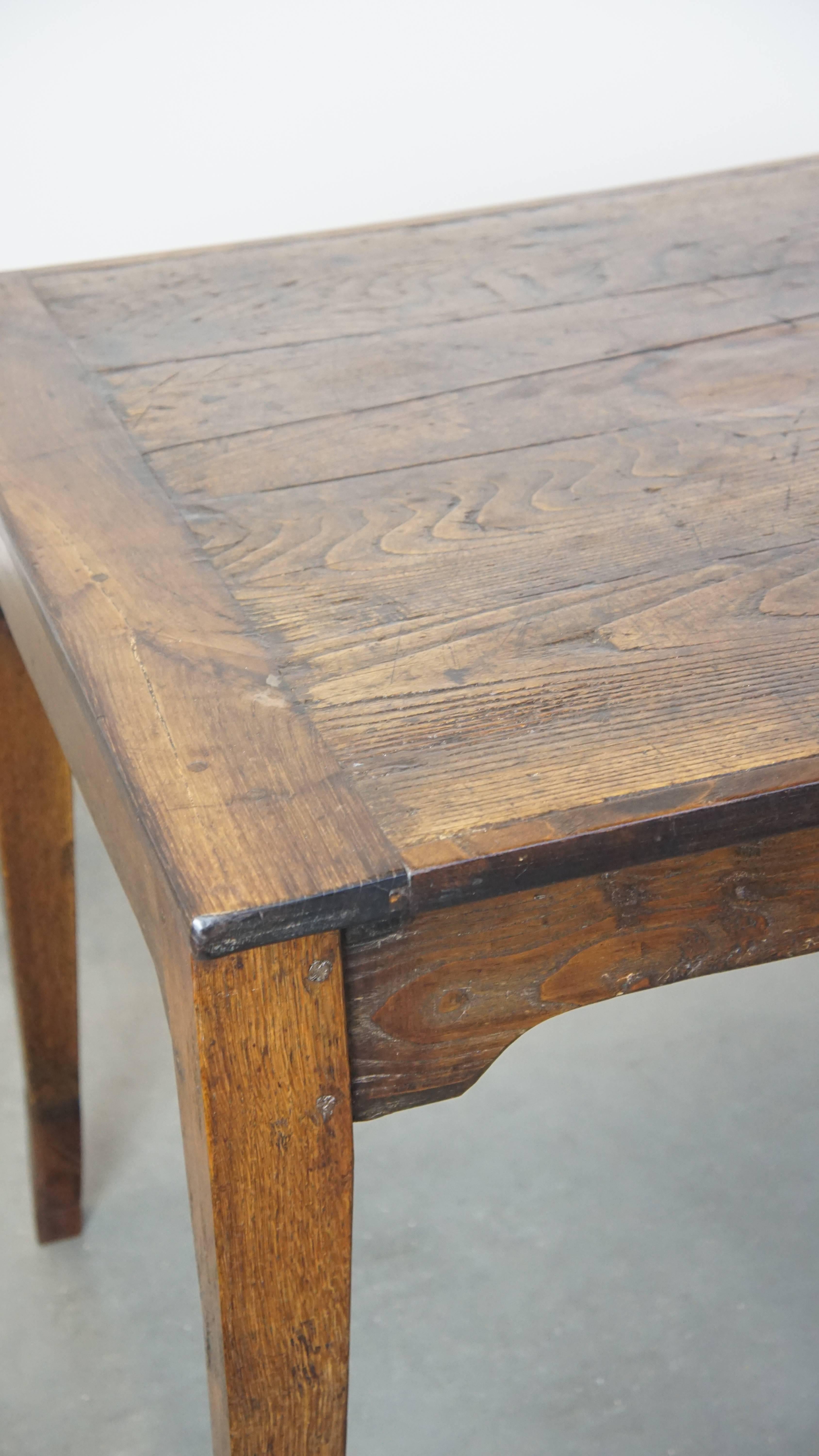 Antique French farmhouse dining table with original details and a drawer 204x87 3