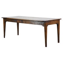 Antique French farmhouse dining table with original details and a drawer 204x87