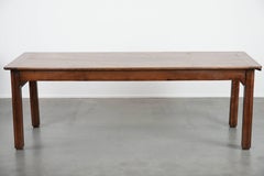 Antique French farmhouse dining table with two drawers and a pull-out board