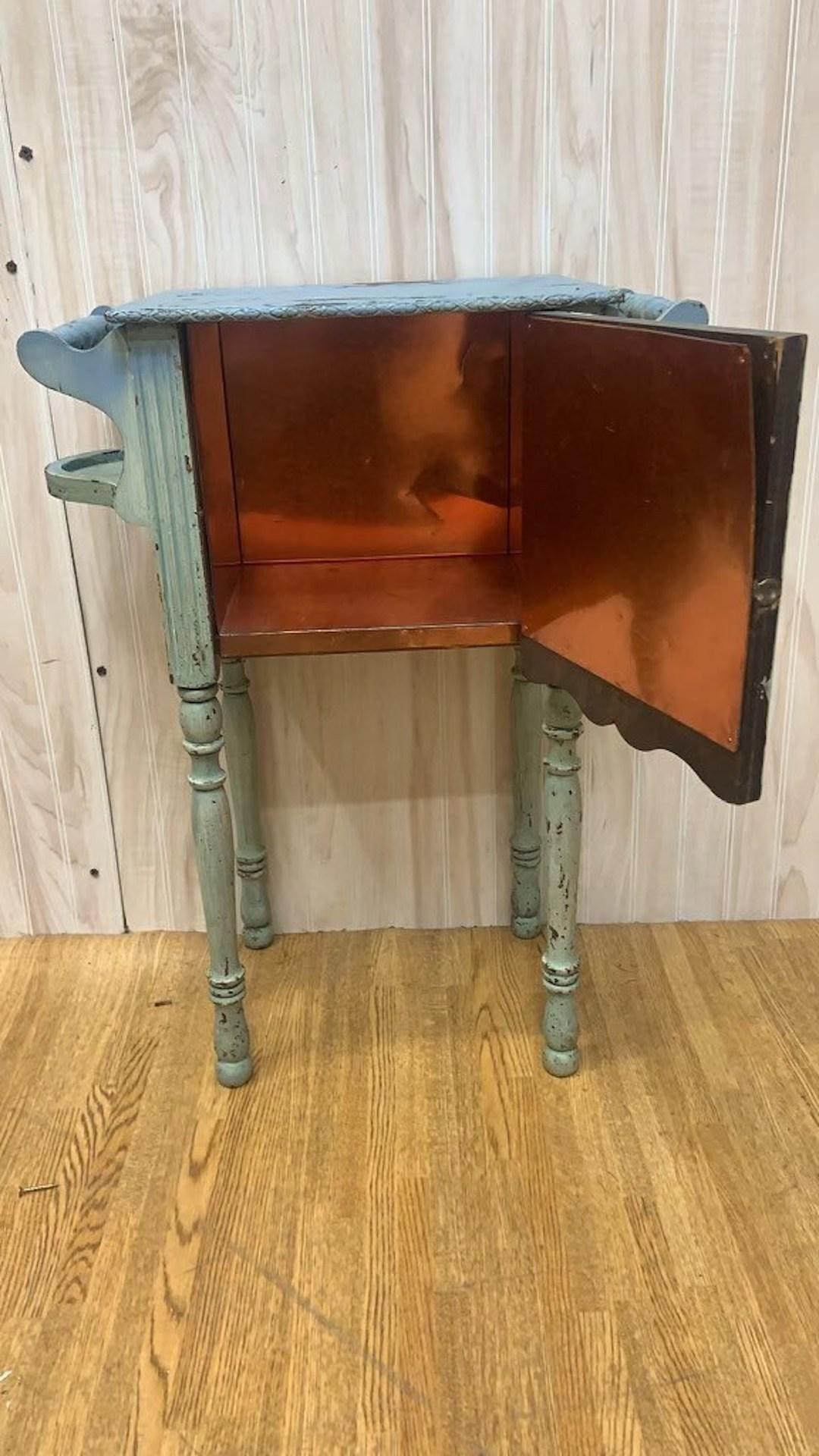 French Provincial Antique French Farmhouse Painted Humidor Accent Table