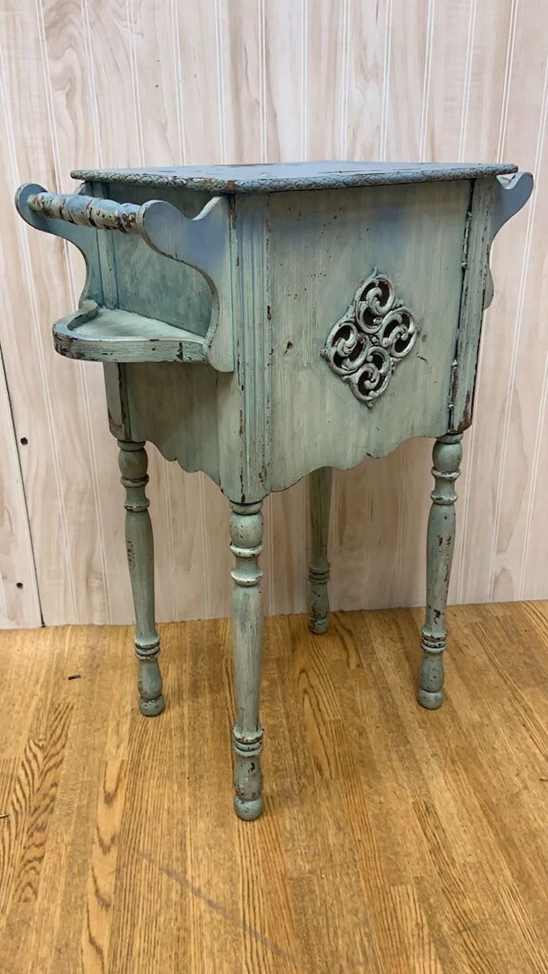 20th Century Antique French Farmhouse Painted Humidor Accent Table