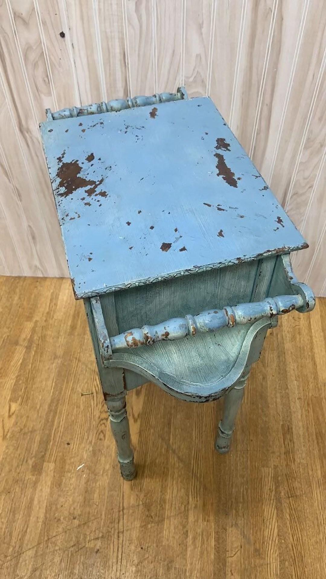 Copper Antique French Farmhouse Painted Humidor Accent Table
