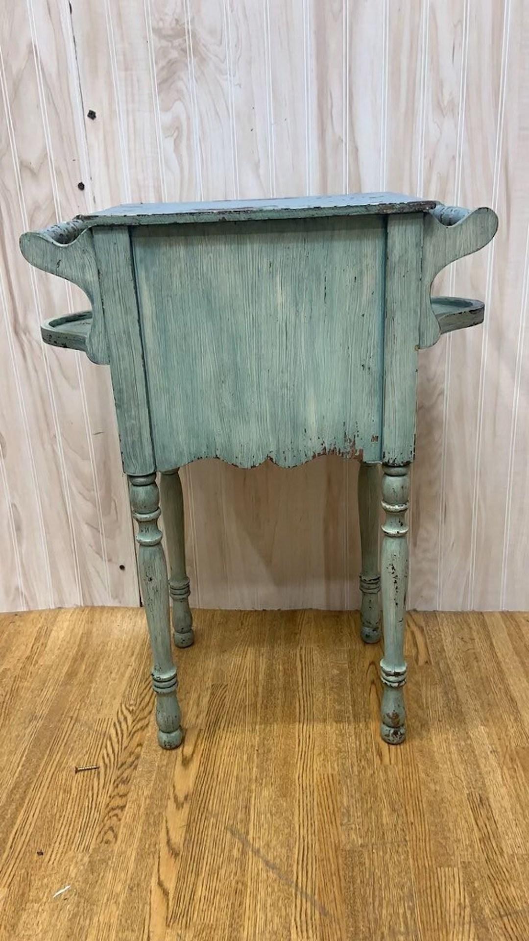 Antique French Farmhouse Painted Humidor Accent Table 2