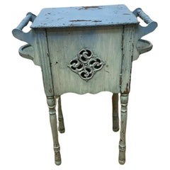 Antique French Farmhouse Painted Humidor Accent Table