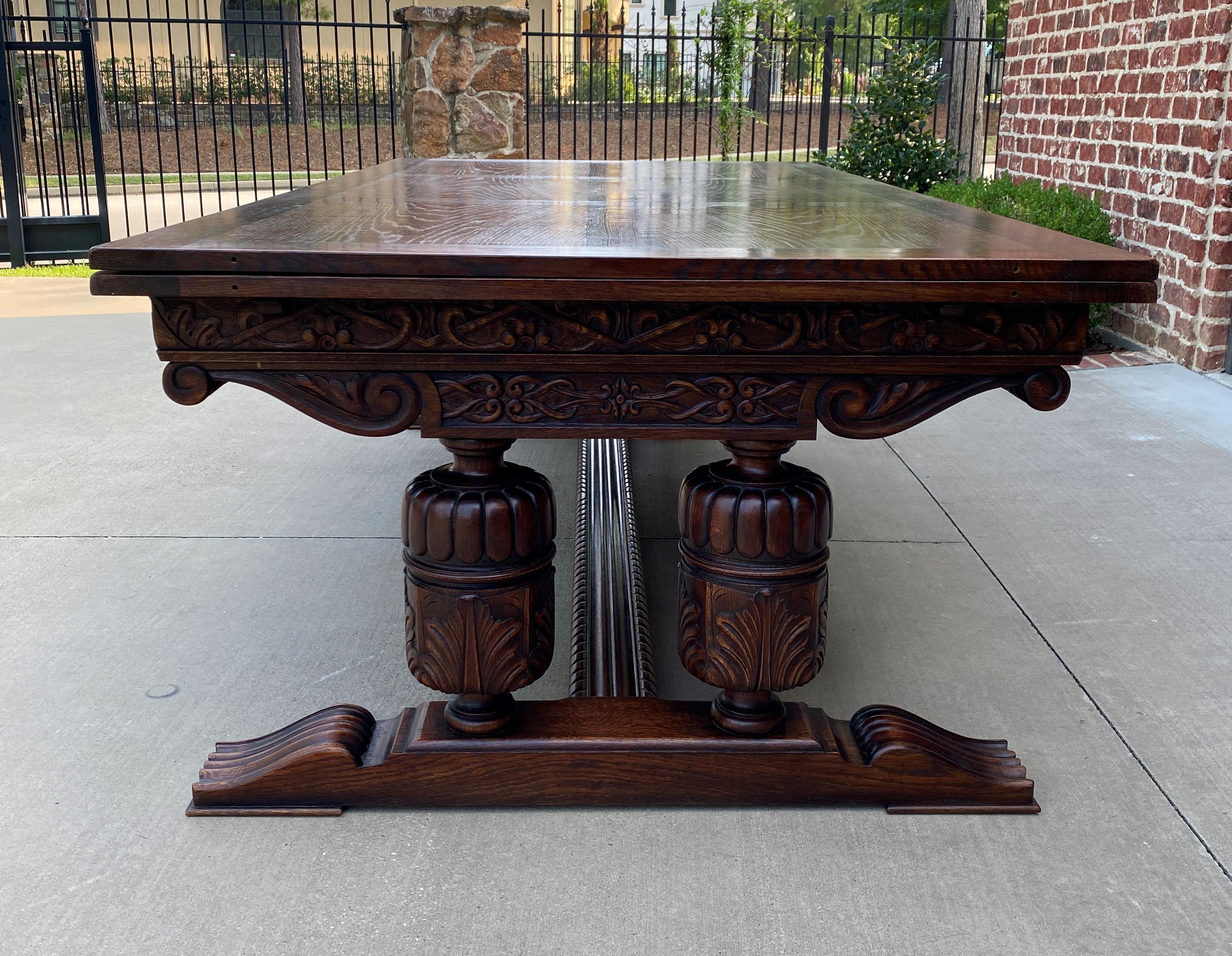 Antique French Farmhouse Table Desk Conference Draw Leaf Table Oak Pedestal 4