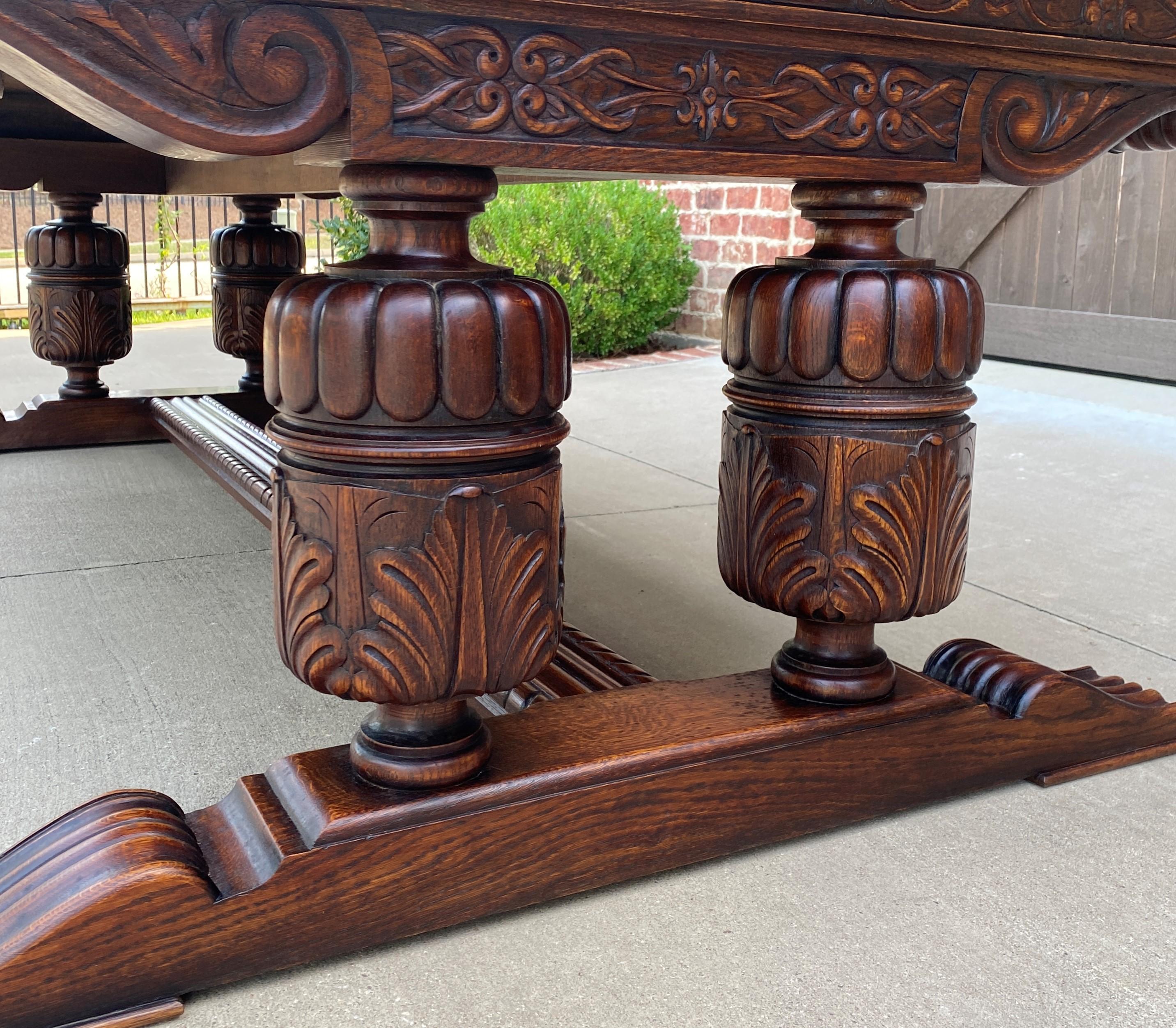Antique French Farmhouse Table Desk Conference Draw Leaf Table Oak Pedestal 6
