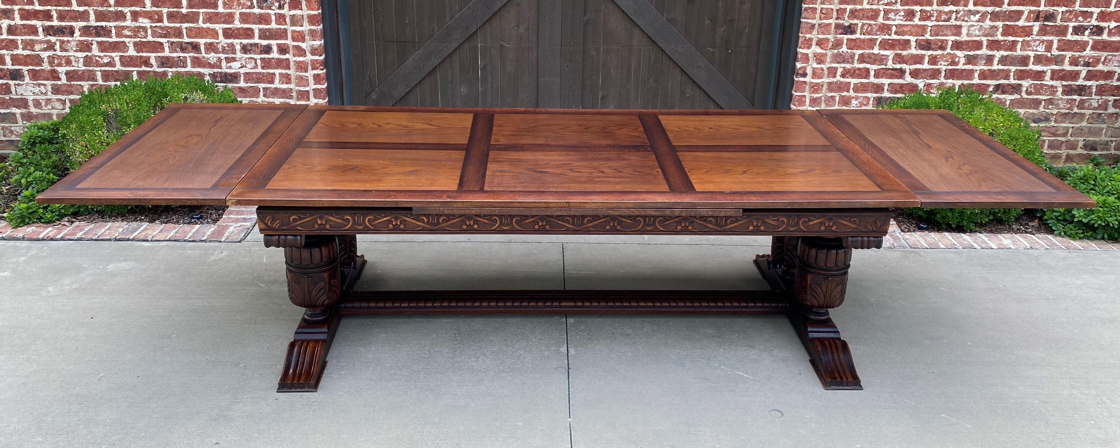 Antique French Farmhouse Table Desk Conference Draw Leaf Table Oak Pedestal 1