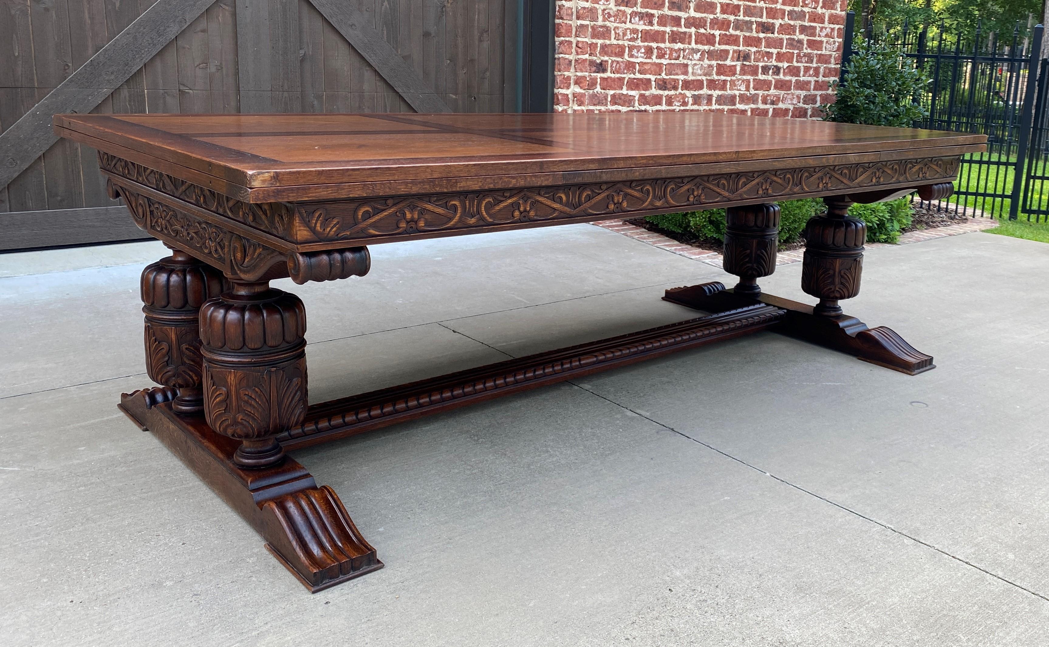 Antique French Farmhouse Table Desk Conference Draw Leaf Table Oak Pedestal 2