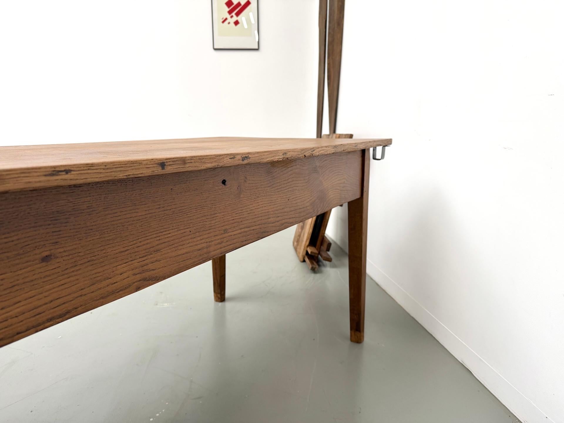 Antique french farmhouse table in solid oak For Sale 6