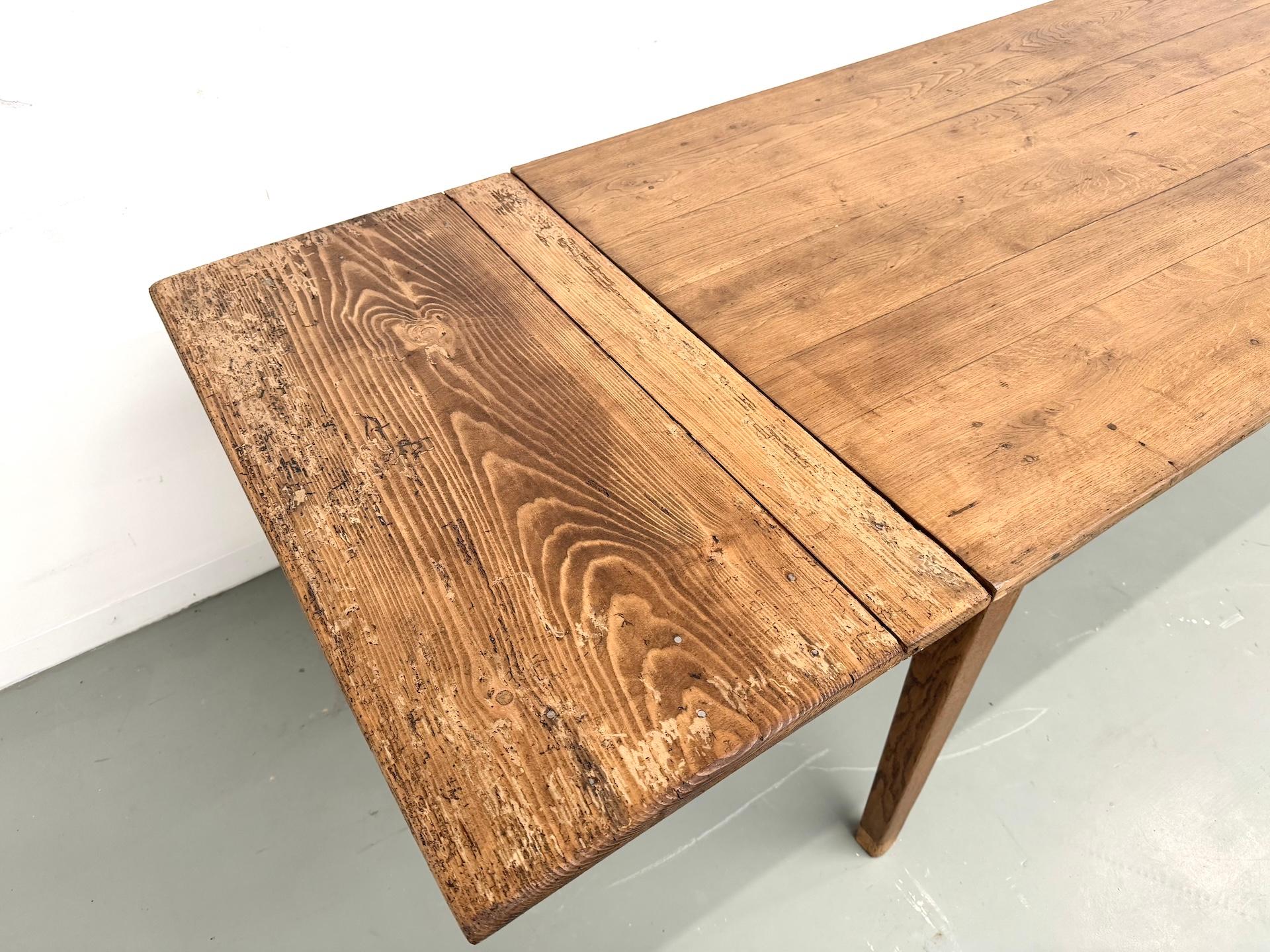 Antique french farmhouse table in solid oak For Sale 13