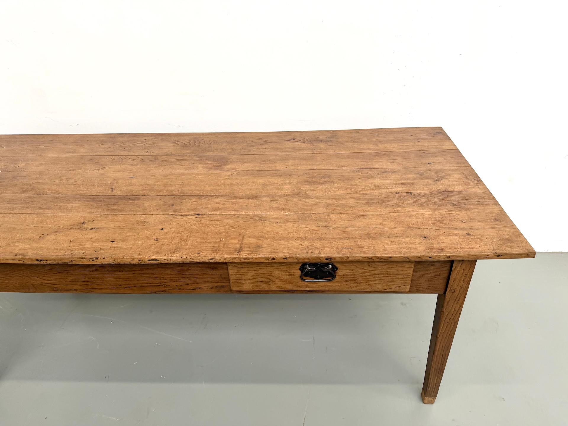 French Antique french farmhouse table in solid oak For Sale