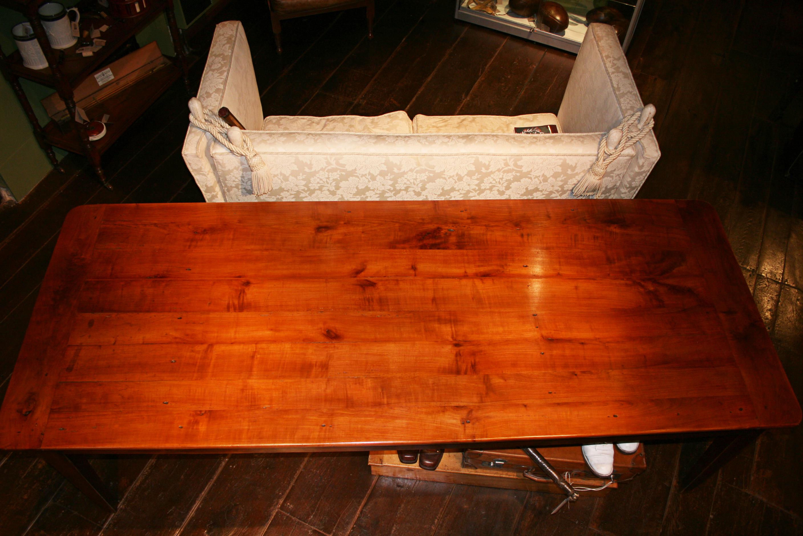 Antique French Farmhouse Table with Bred Slide and Drawer 1