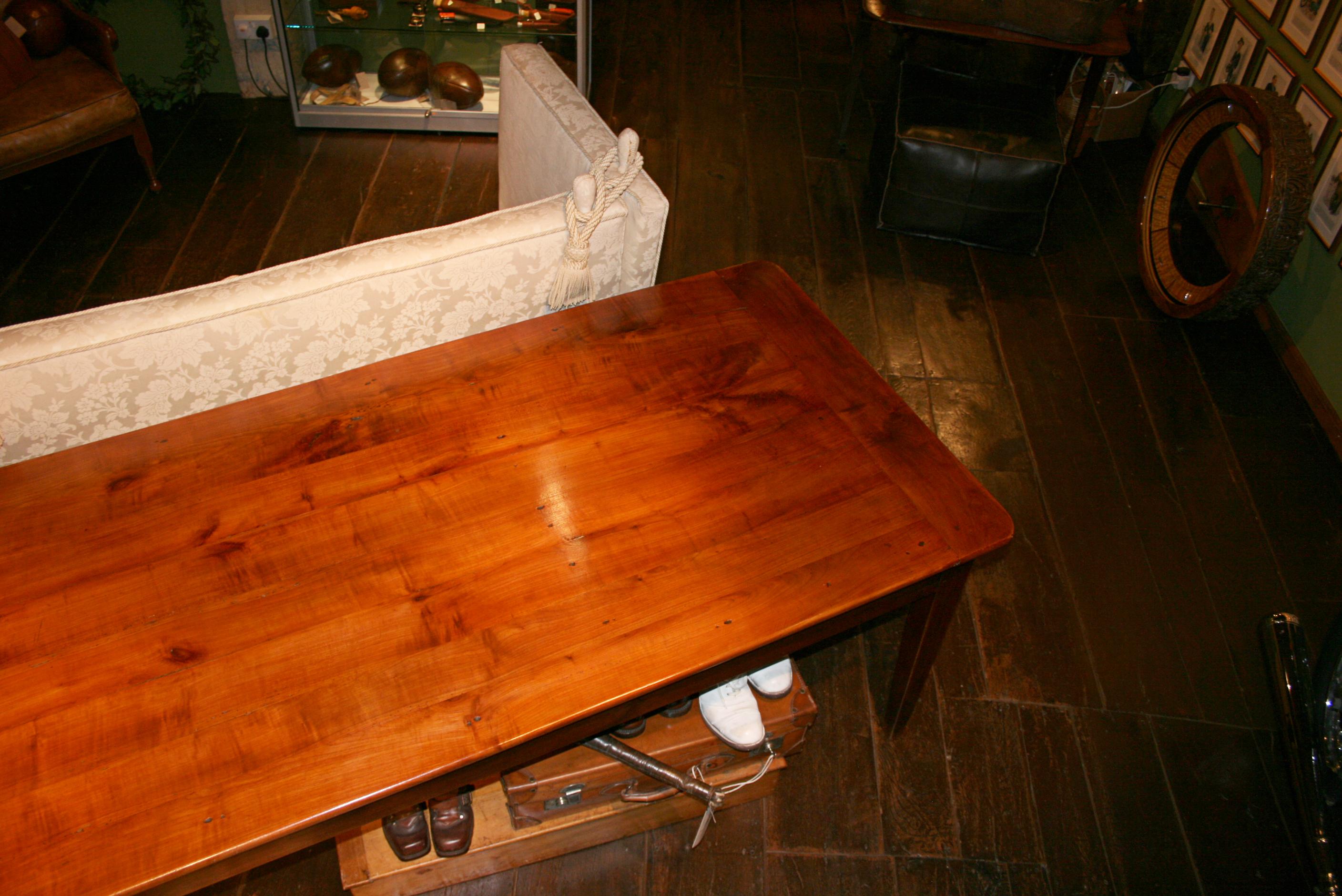 Antique French Farmhouse Table with Bred Slide and Drawer 2