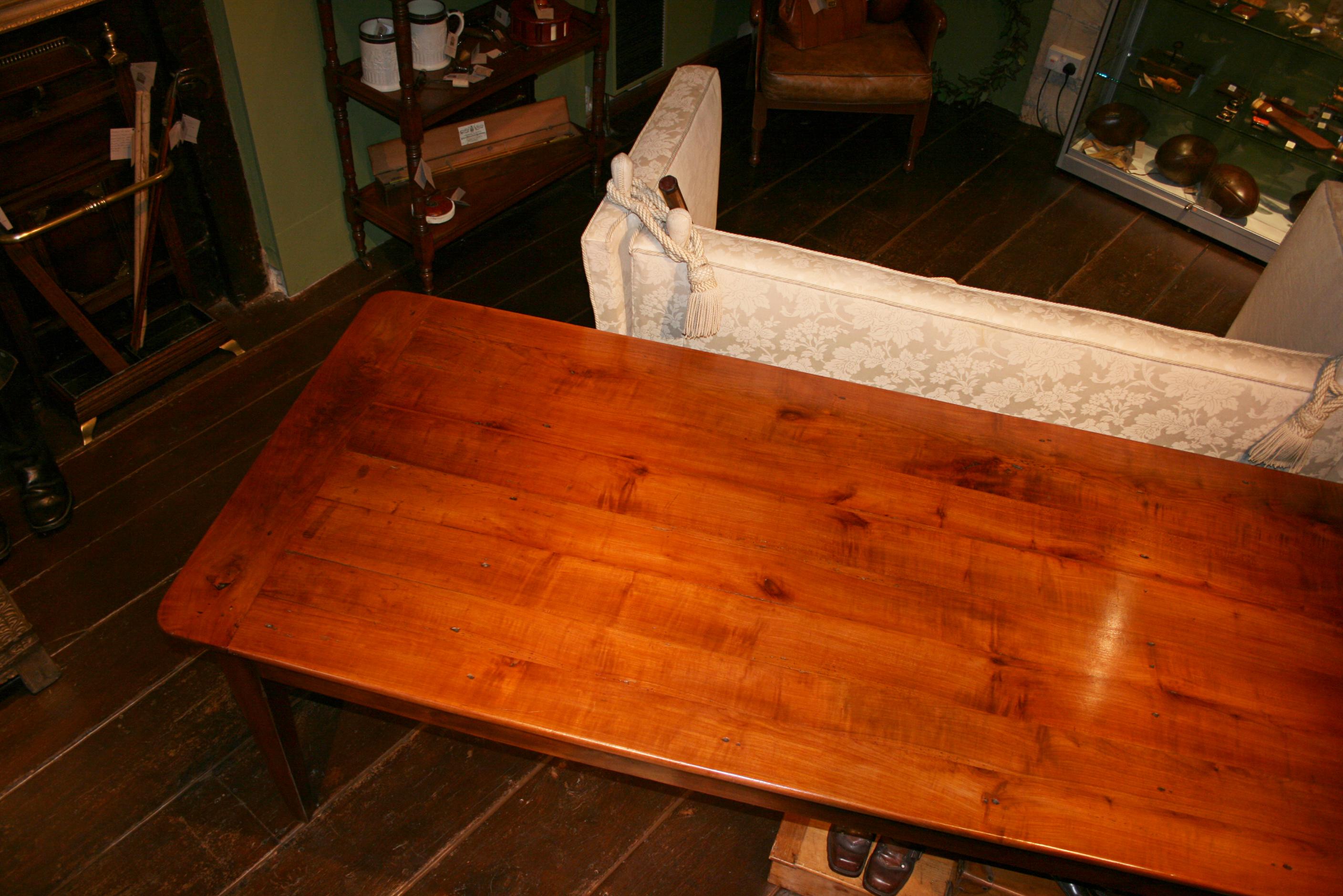 Antique French Farmhouse Table with Bred Slide and Drawer 3