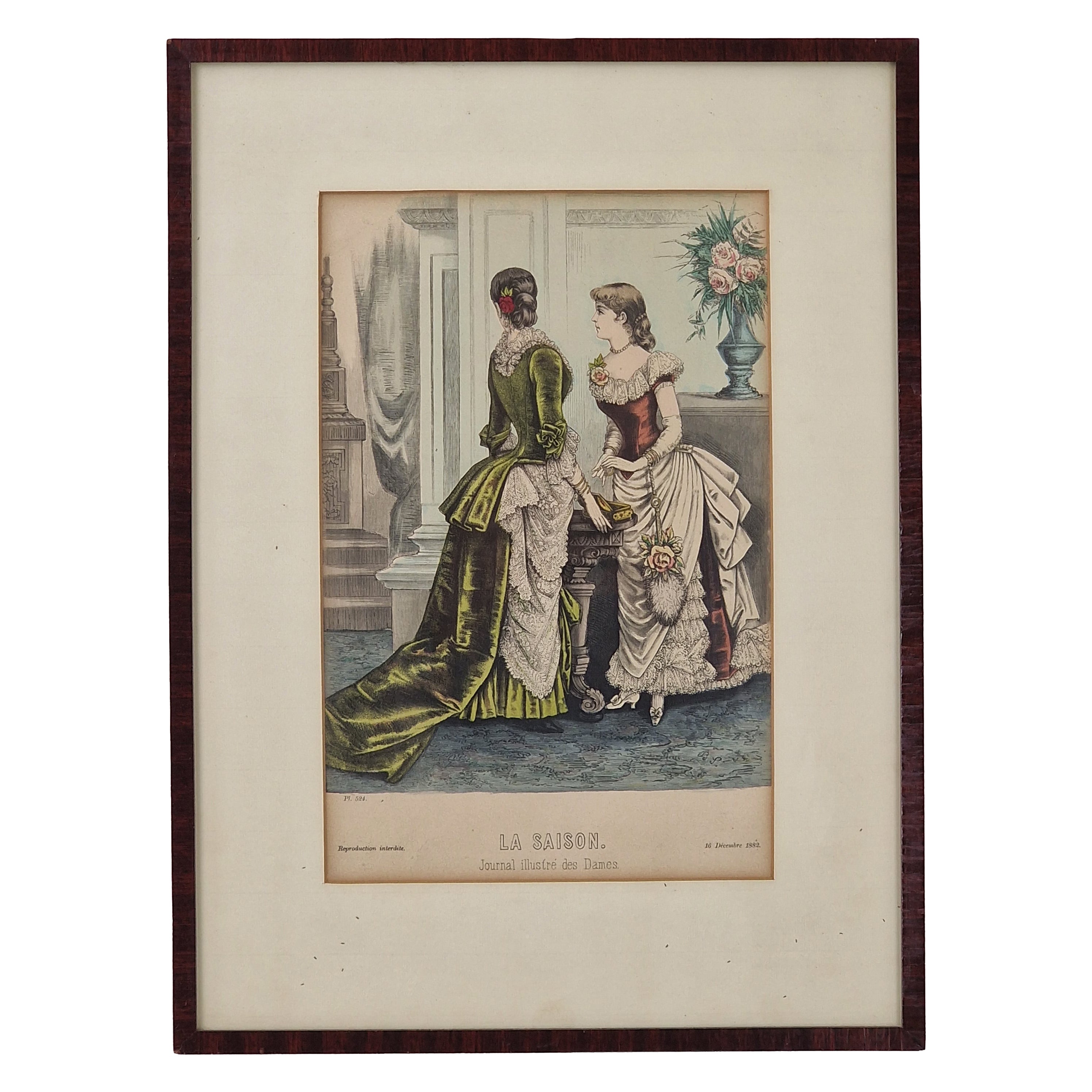Antique French Fashion Print, "La Saison, Journal illustré des Dames" 16-12-1882