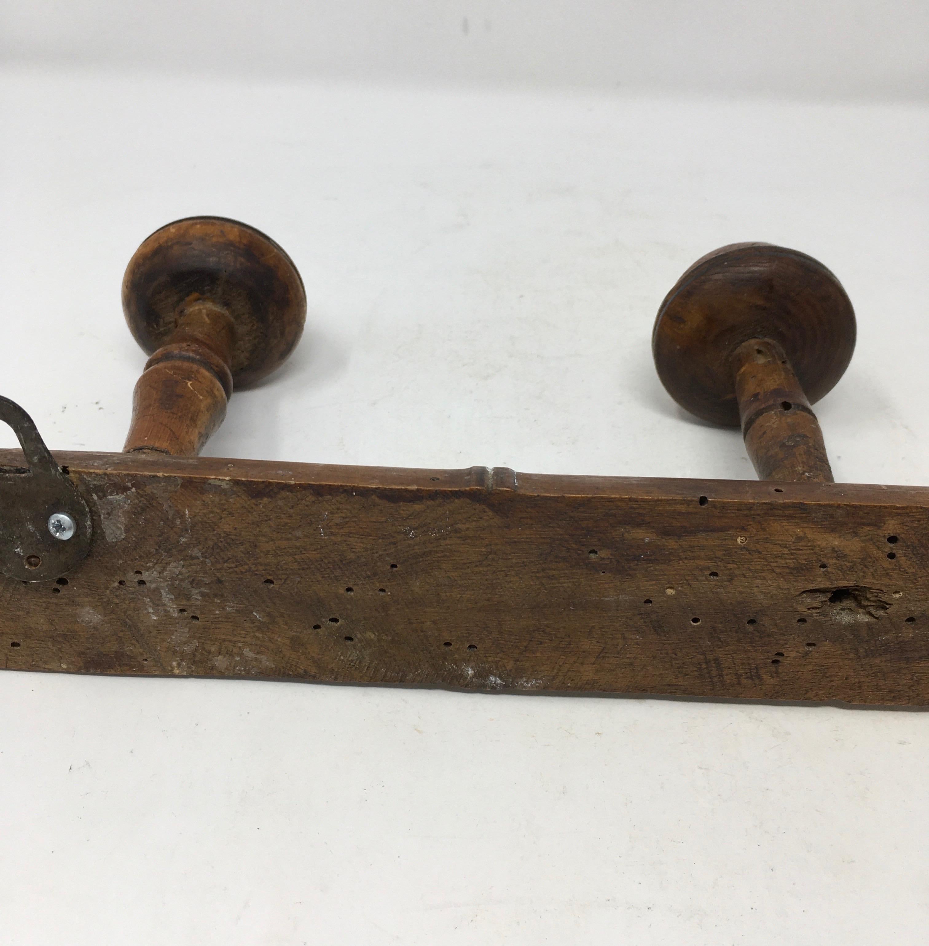 Antique French Faux Bamboo 3 Hook Coat Rack 3