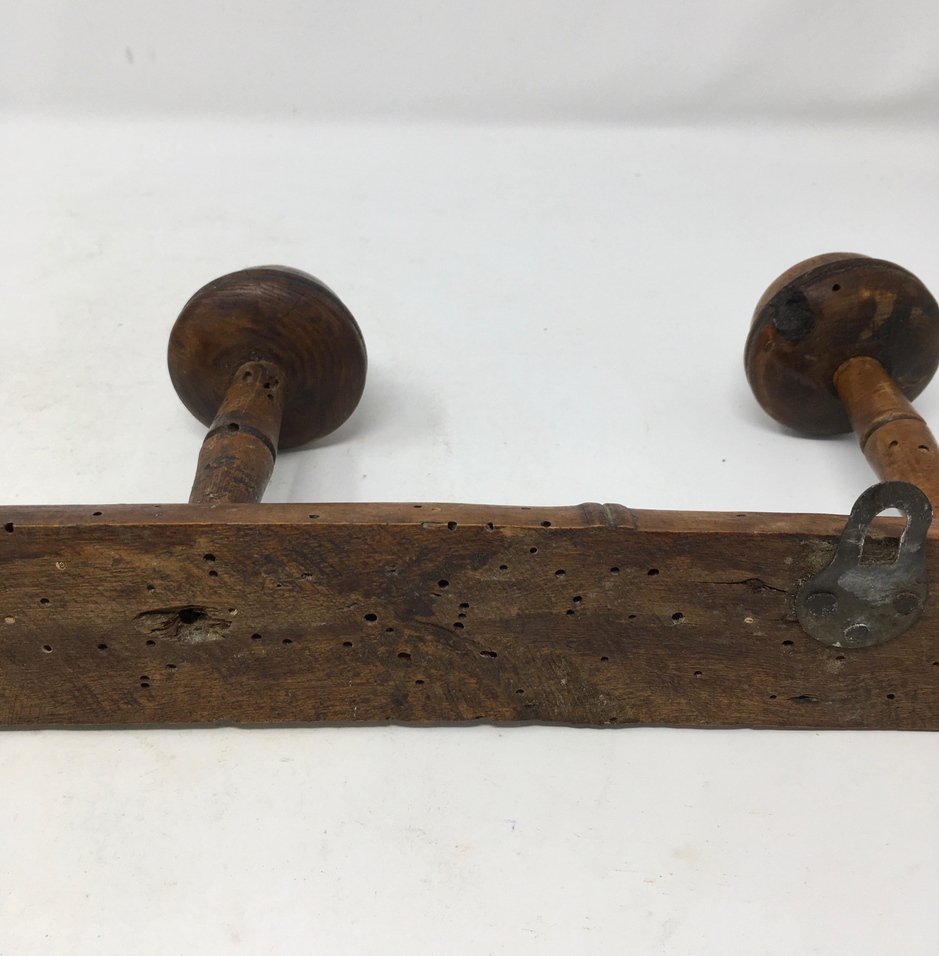 Antique French Faux Bamboo 3 Hook Coat Rack 4