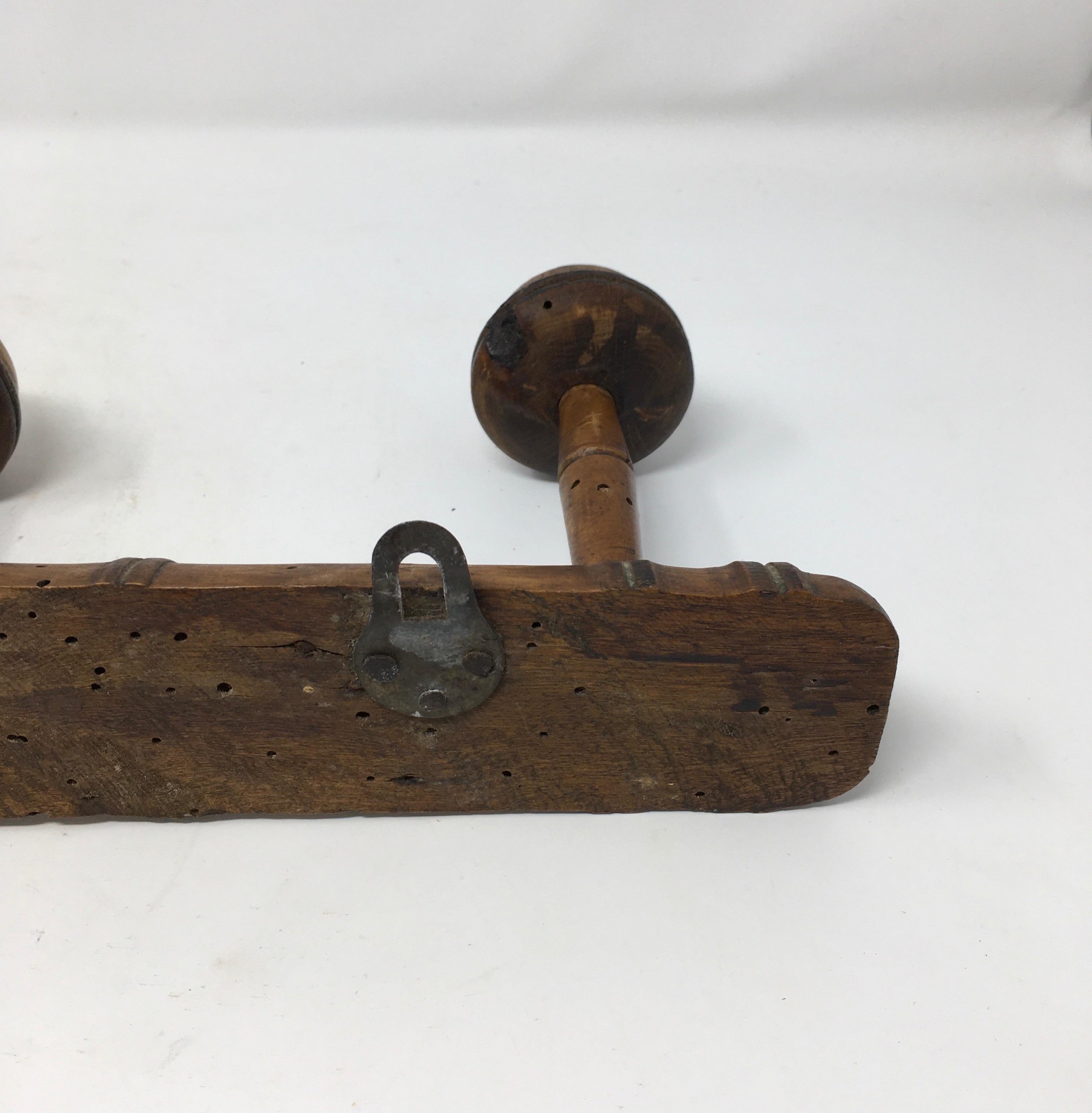 Antique French Faux Bamboo 3 Hook Coat Rack 5
