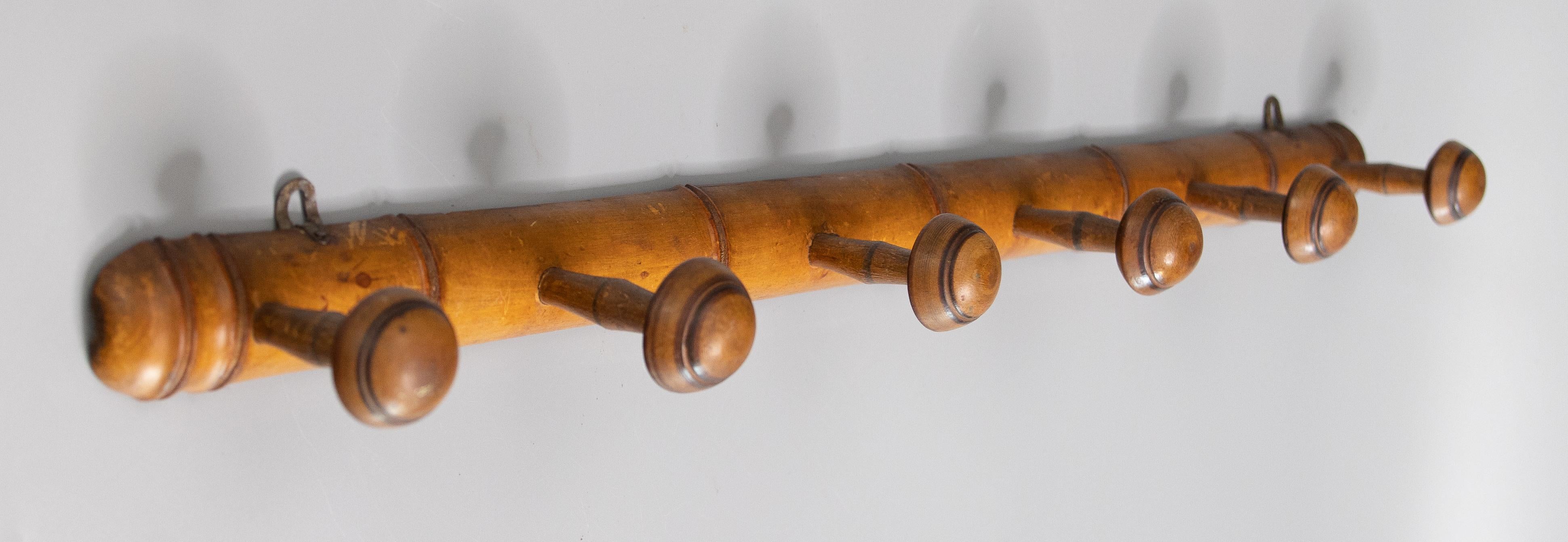 Antique French Faux Bamboo Carved Coat & Hat Rack, circa 1920 In Good Condition In Pearland, TX