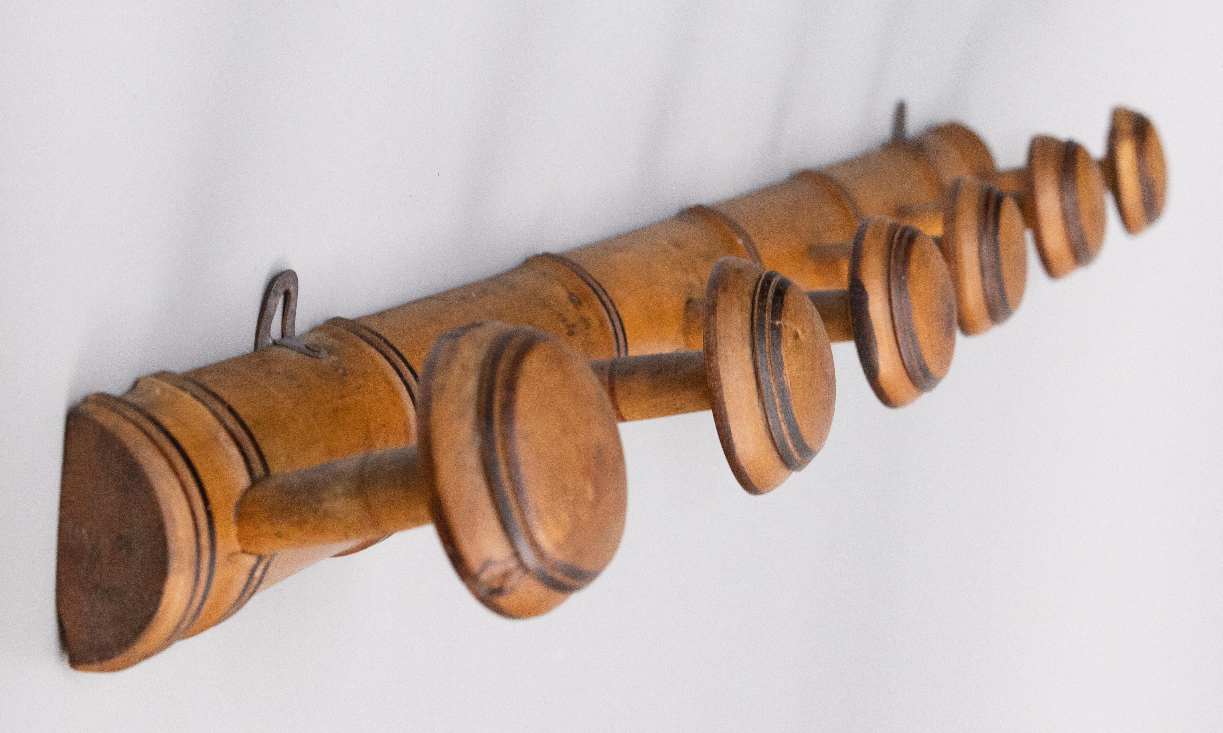 Antique French Faux Bamboo Carved Coat & Hat Rack, circa 1920 In Good Condition In Pearland, TX