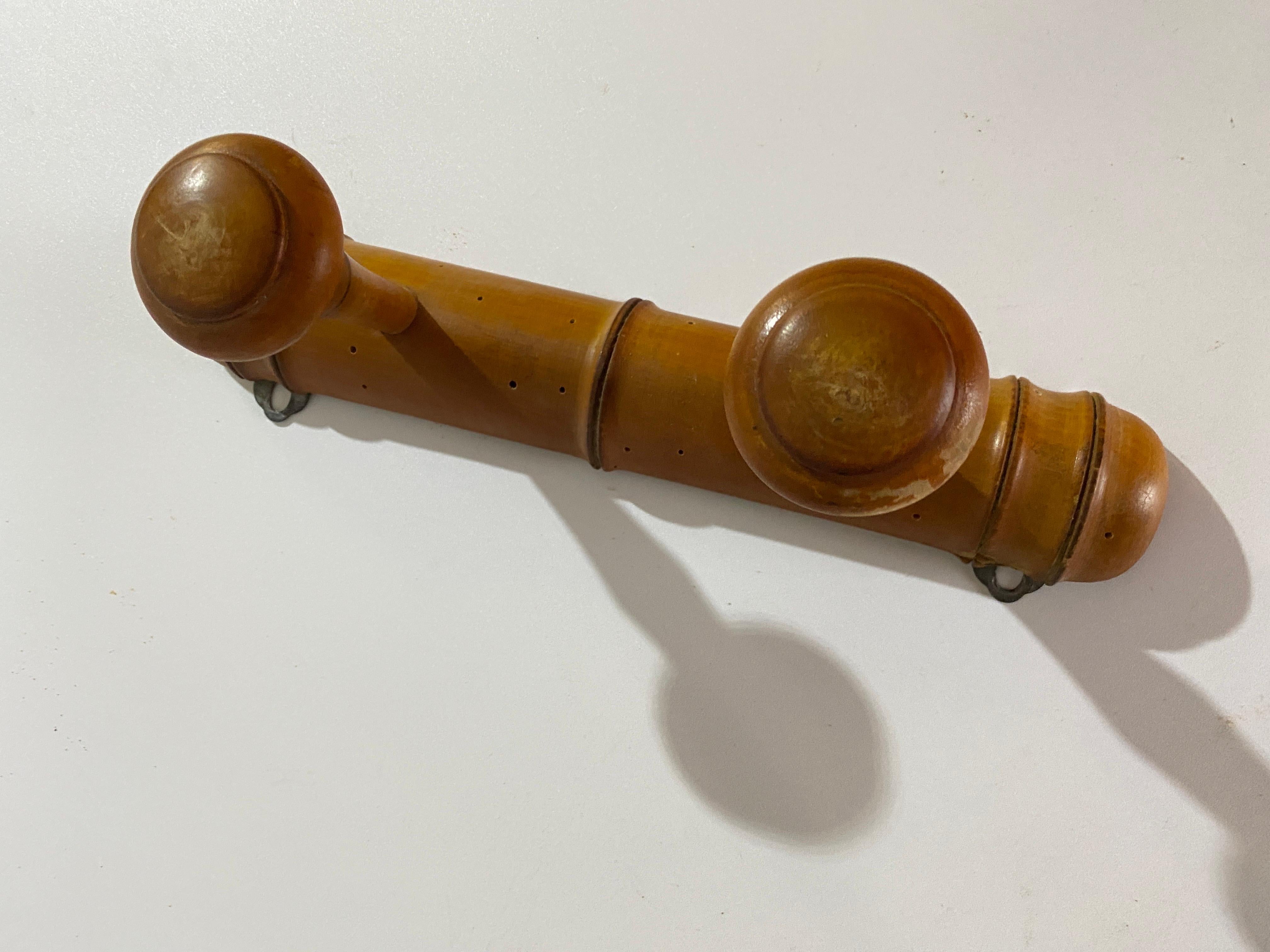 Antique French Faux Bamboo Carved Coat & Hat Rack, circa 1920 In Good Condition For Sale In Auribeau sur Siagne, FR