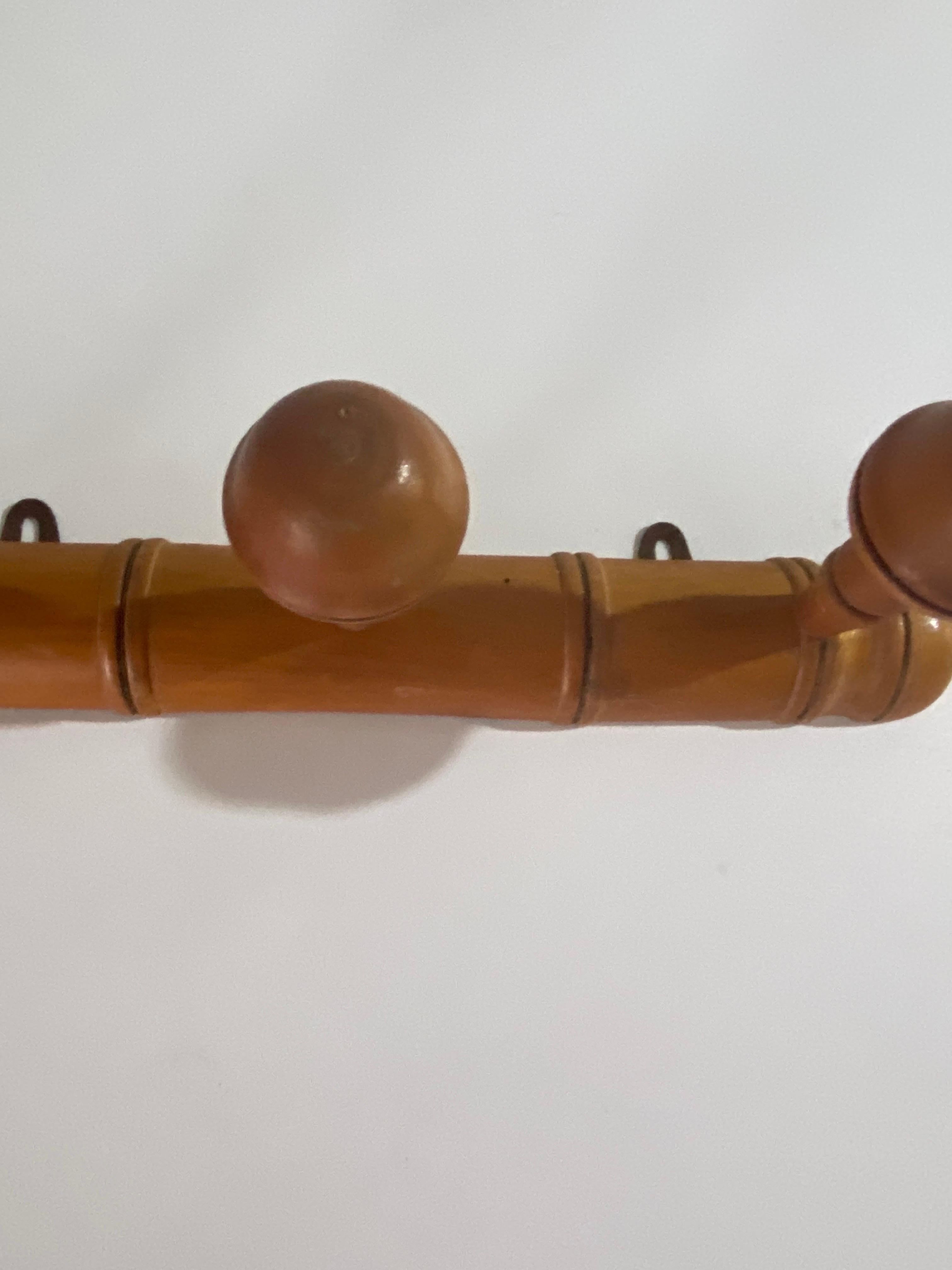 Antique French Faux Bamboo Carved Coat & Hat Rack, circa 1920 In Good Condition For Sale In Auribeau sur Siagne, FR