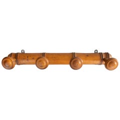 Antique French Faux Bamboo Carved Coat & Hat Rack, circa 1920