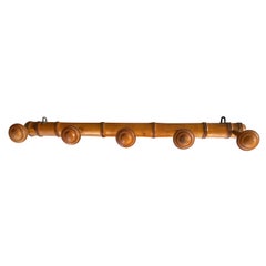 Antique French Faux Bamboo Carved Coat & Hat Rack, circa 1920