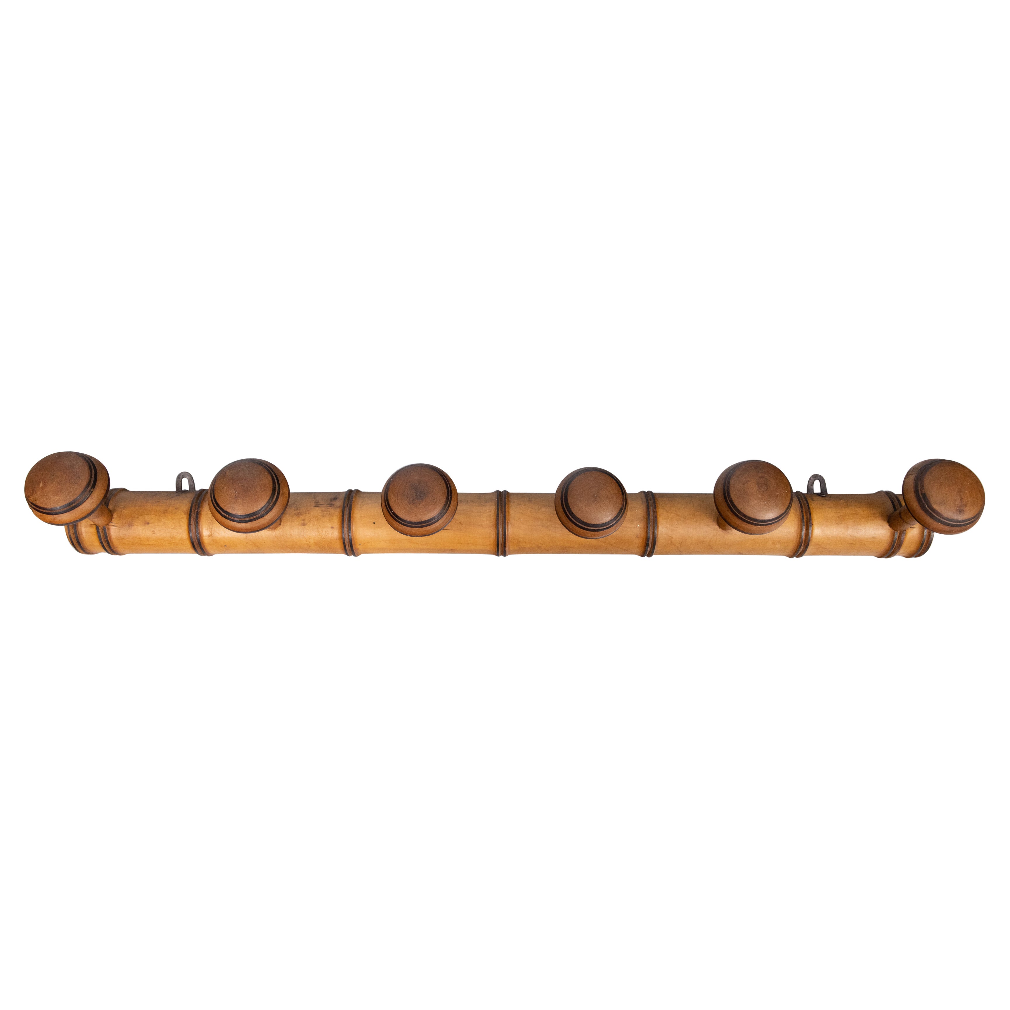 Antique French Faux Bamboo Carved Coat & Hat Rack, circa 1920
