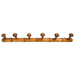 Antique French Faux Bamboo Carved Coat & Hat Rack, circa 1920