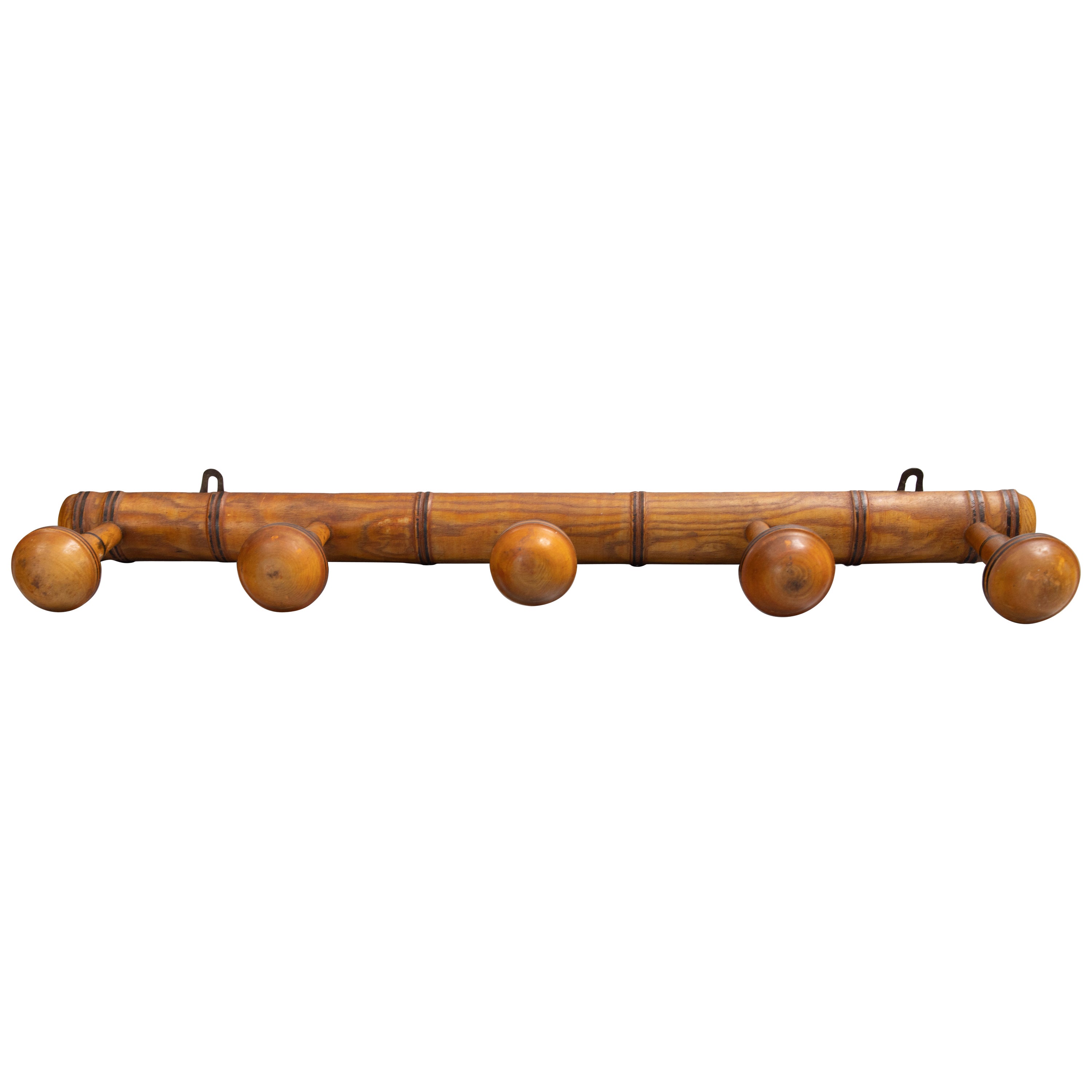 Antique French Faux Bamboo Carved Coat 
Hat Rack, circa 1920