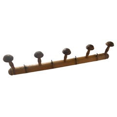 Antique French Faux Bamboo Carved Coat & Hat Rack, circa 1920