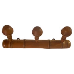 Antique French Faux Bamboo Carved Coat & Hat Rack, circa 1920