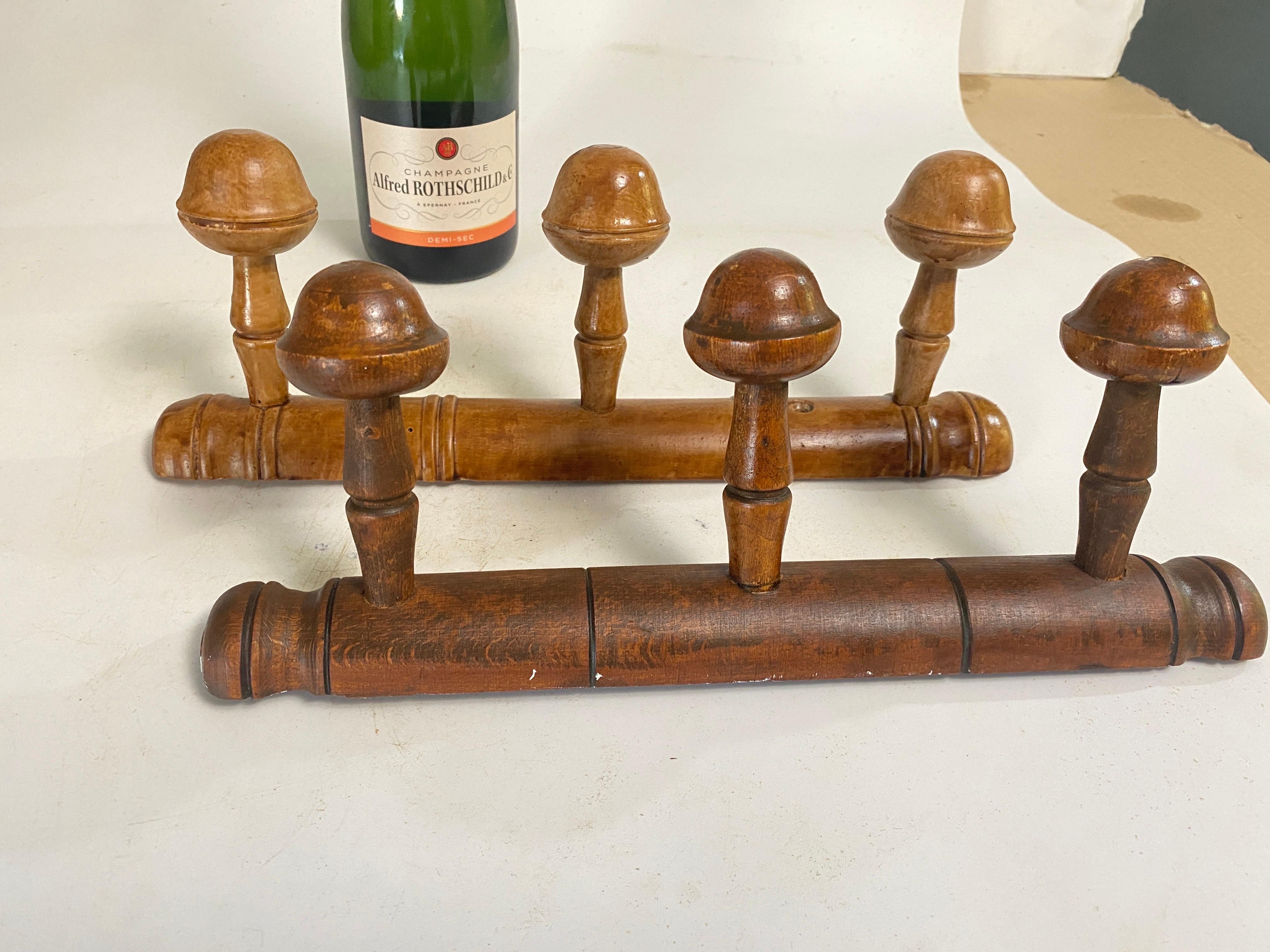 Antique French Faux Bamboo Carved Coat & Hat Rack  France Circa 1920 Set of 2 For Sale 6