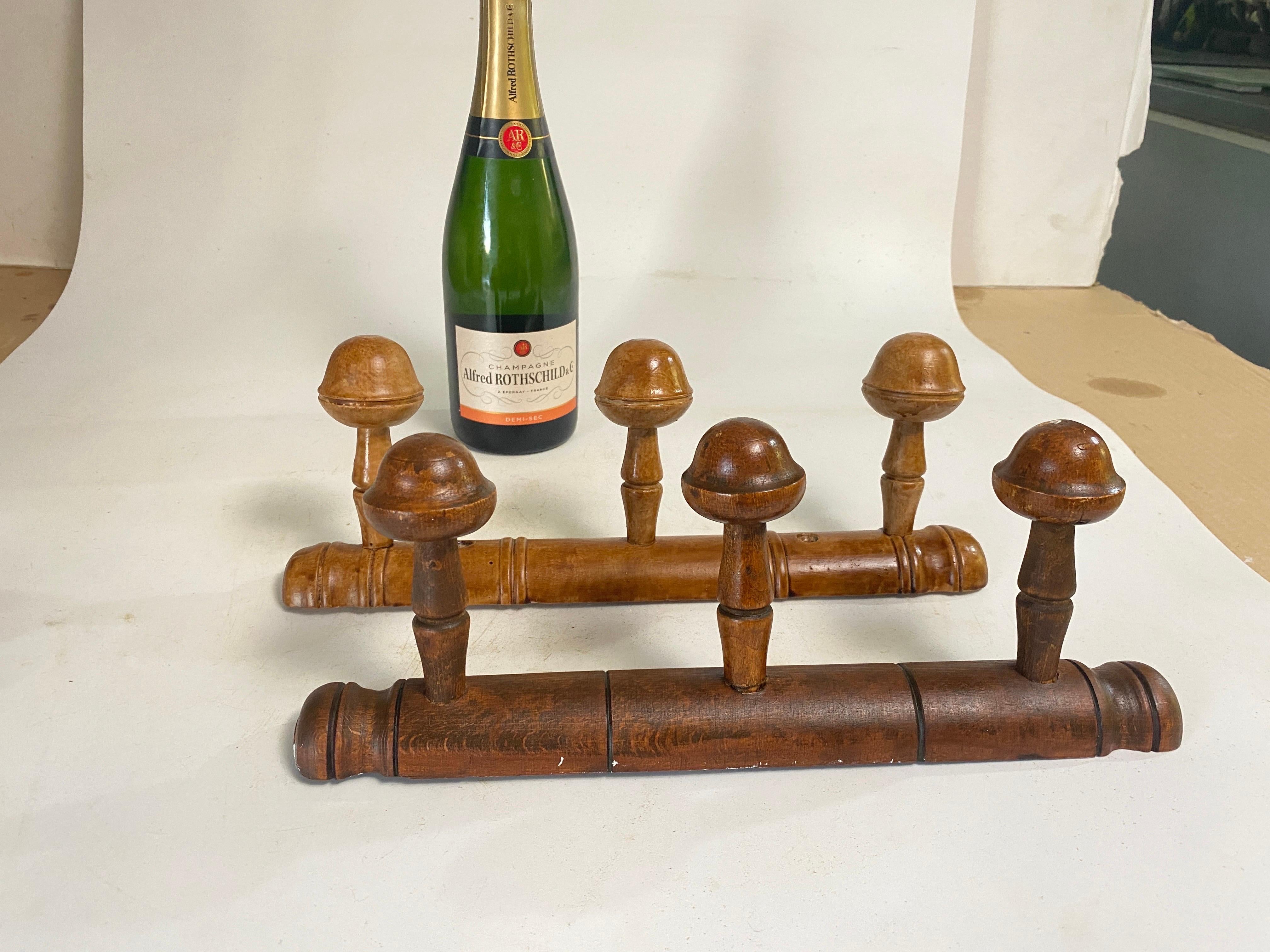 Antique French Faux Bamboo Carved Coat & Hat Rack  France Circa 1920 Set of 2 For Sale 6