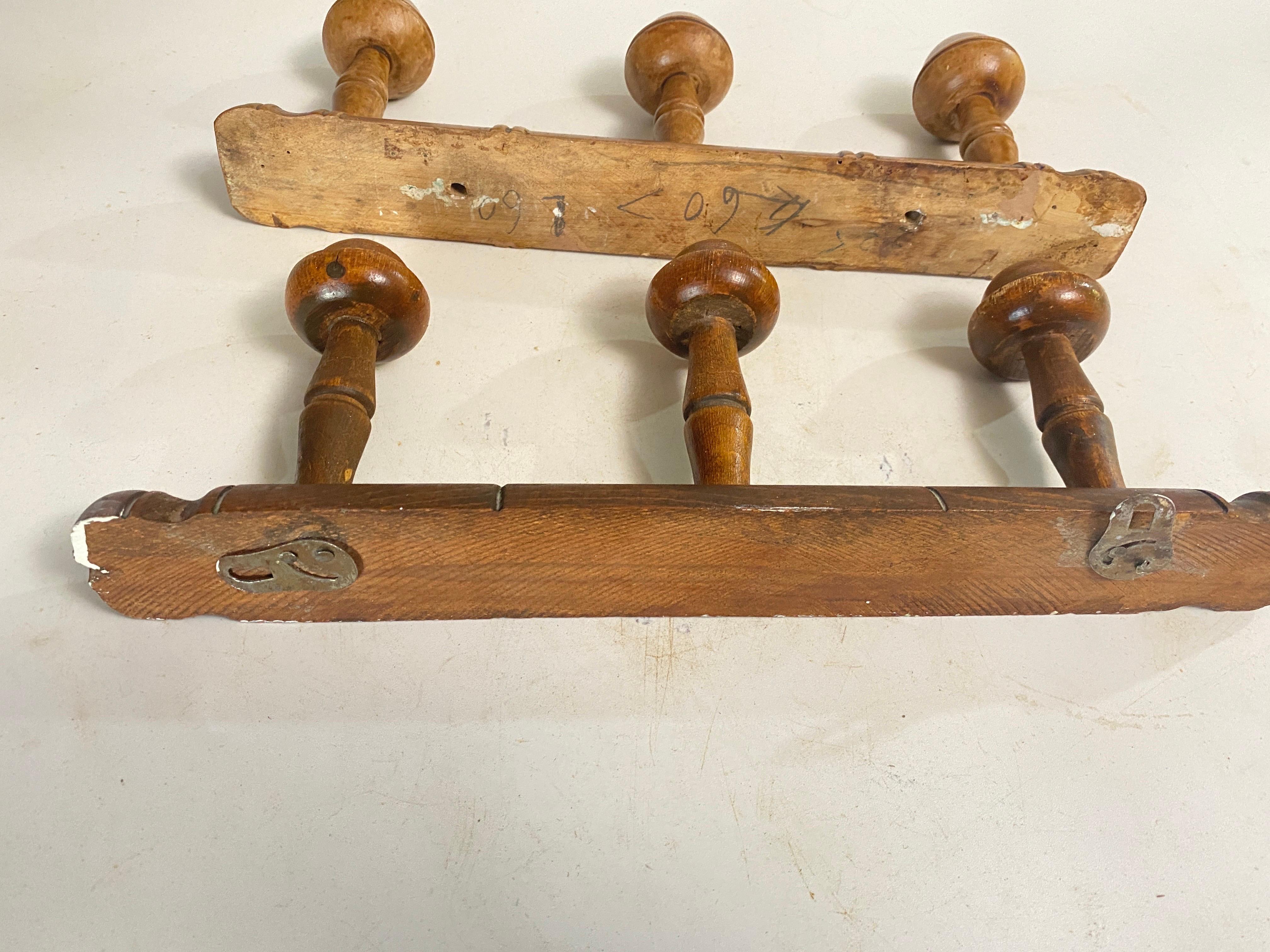 Antique French Faux Bamboo Carved Coat & Hat Rack  France Circa 1920 Set of 2 In Good Condition For Sale In Auribeau sur Siagne, FR