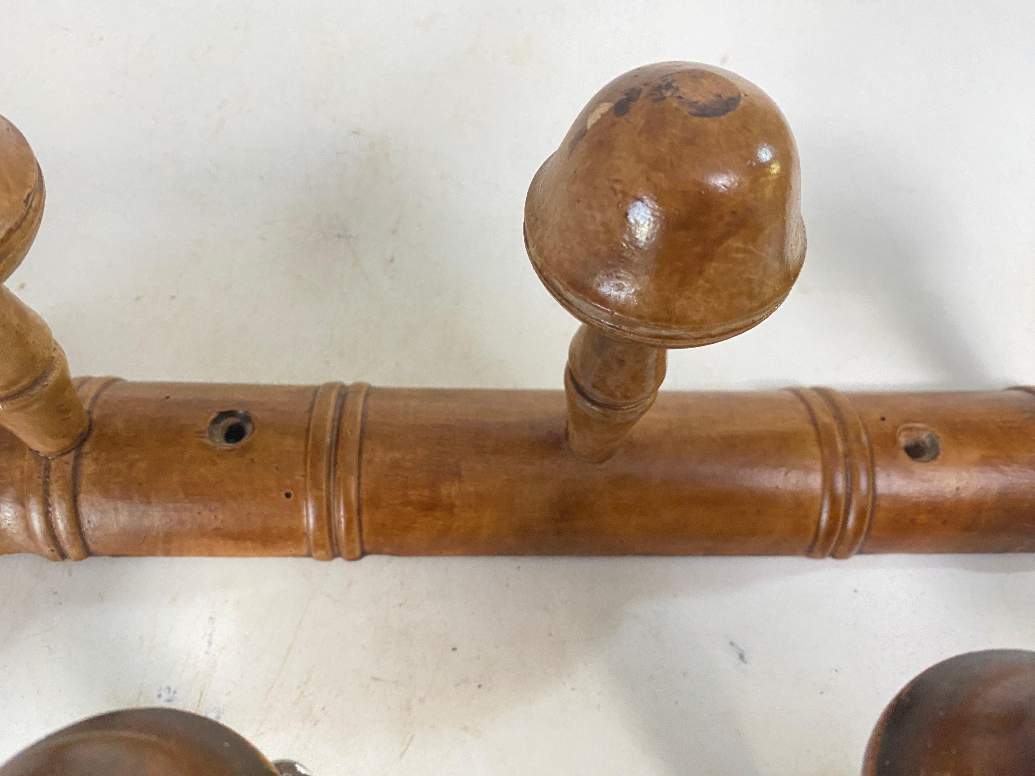 Antique French Faux Bamboo Carved Coat & Hat Rack  France Circa 1920 Set of 2 In Good Condition In Auribeau sur Siagne, FR