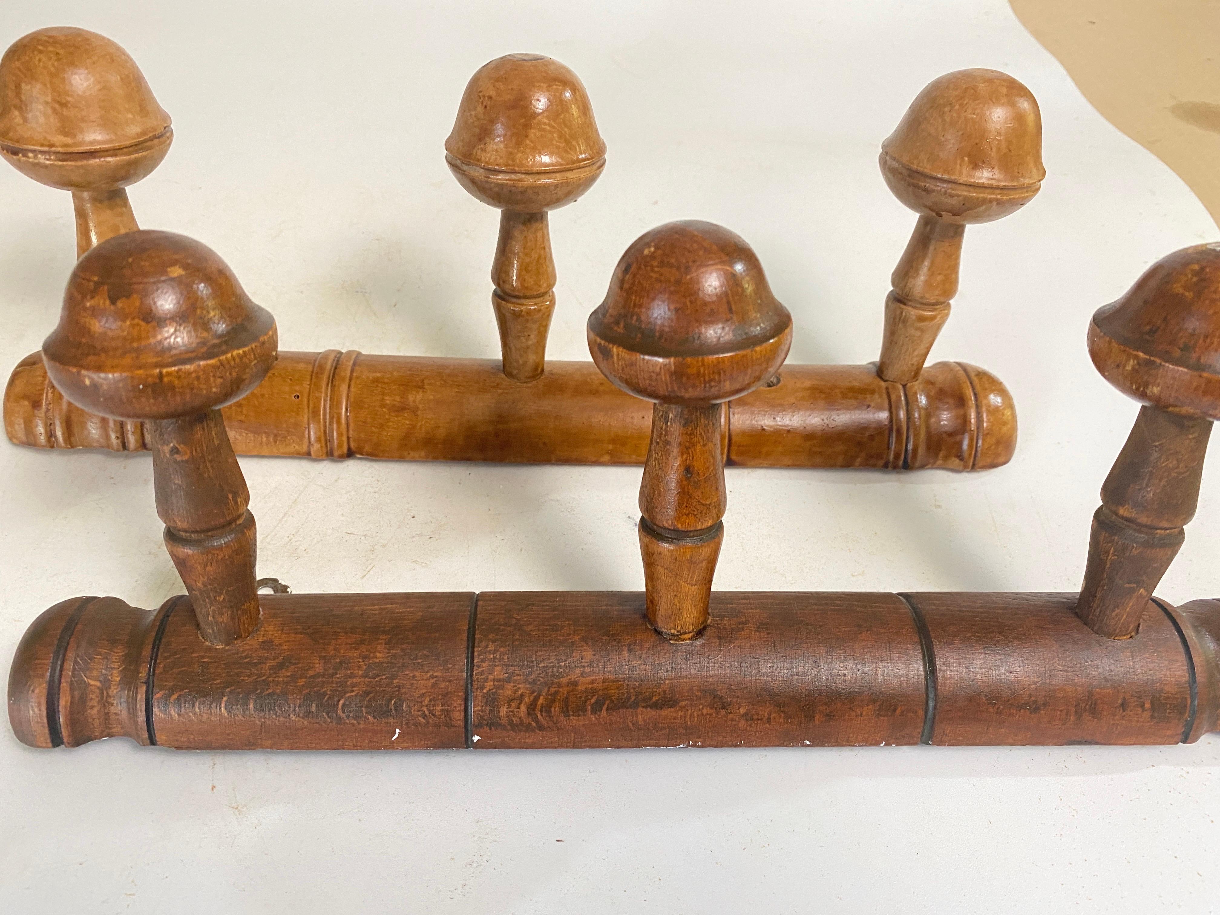 Antique French Faux Bamboo Carved Coat & Hat Rack  France Circa 1920 Set of 2 For Sale 2