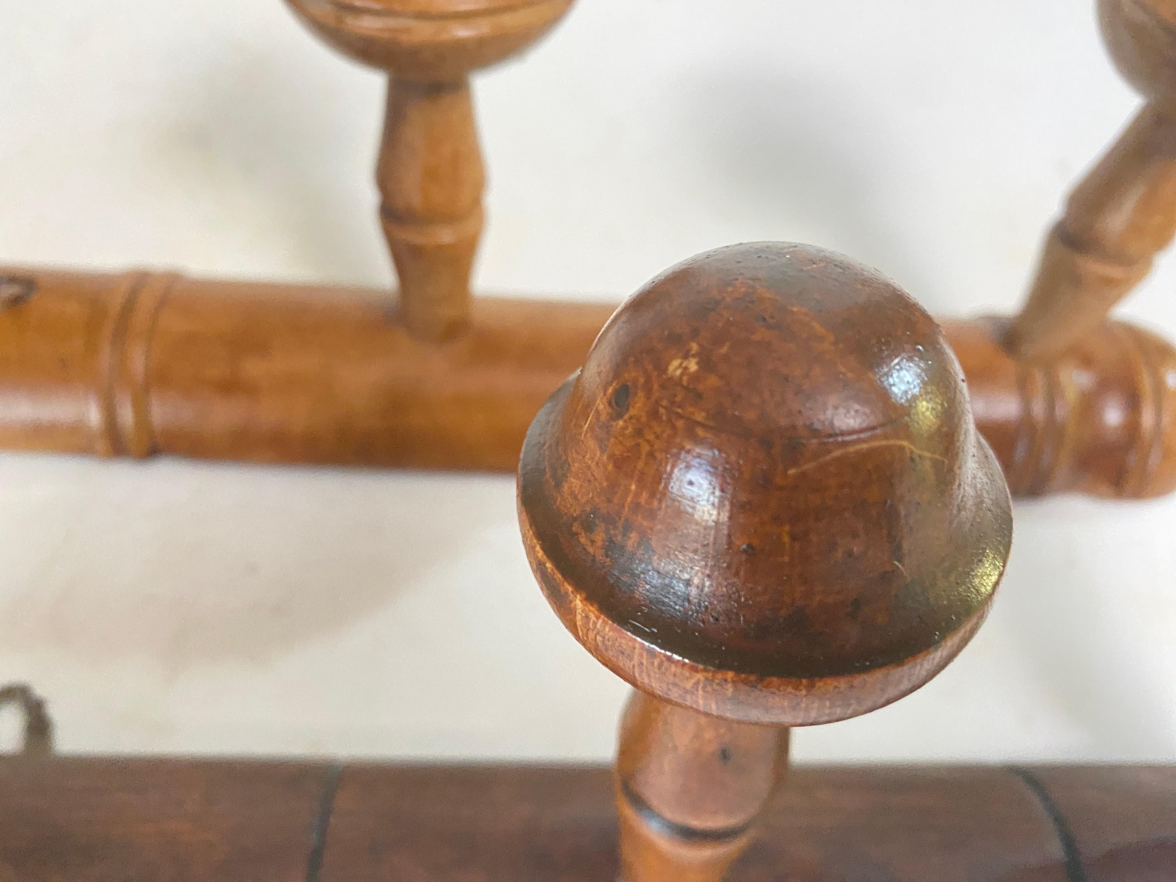 Antique French Faux Bamboo Carved Coat & Hat Rack  France Circa 1920 Set of 2 3