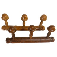 Antique French Faux Bamboo Carved Coat & Hat Rack  France Circa 1920 Set of 2