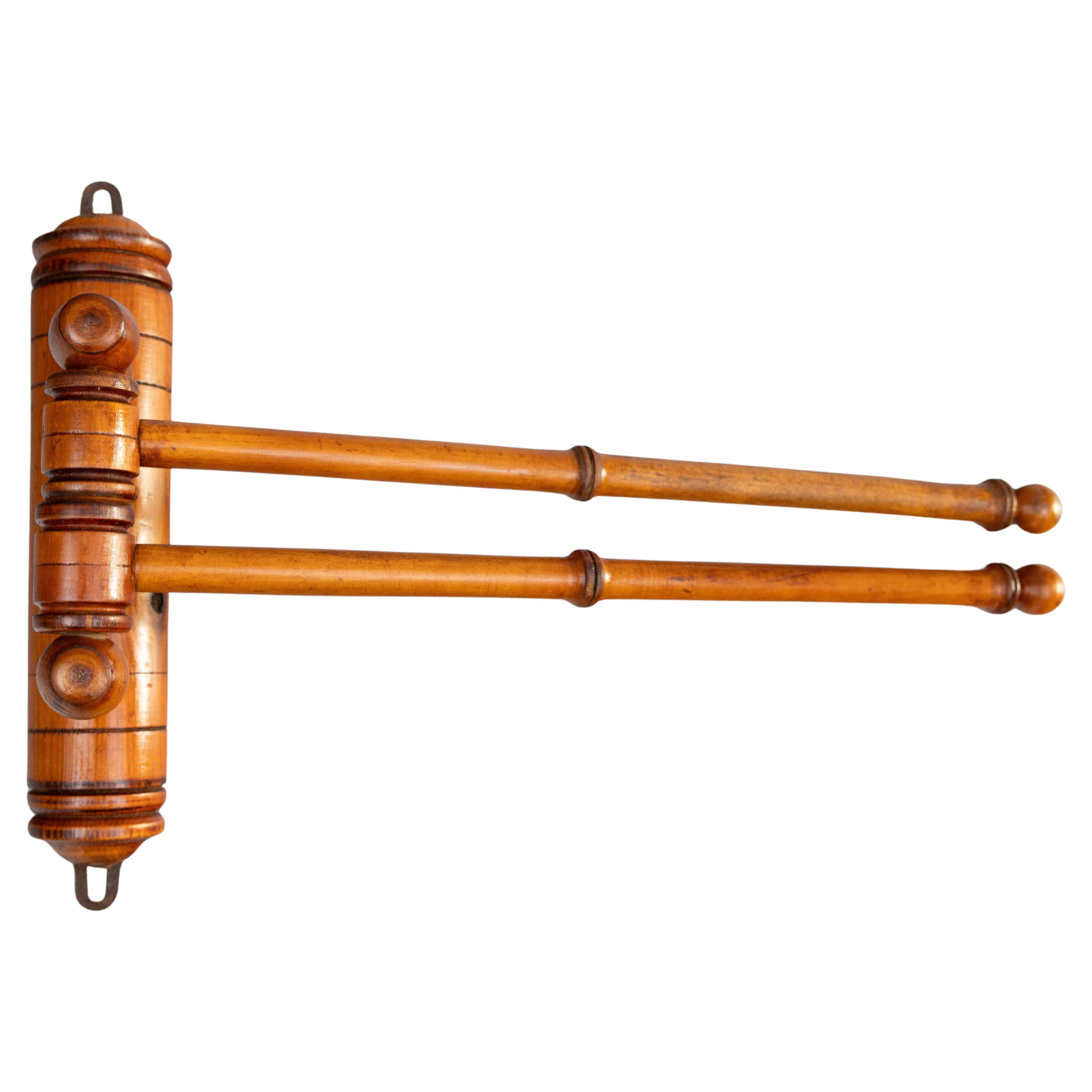 Antique French Faux Bamboo Carved Fruitwood Swing Arm Towel Holder Wall ...