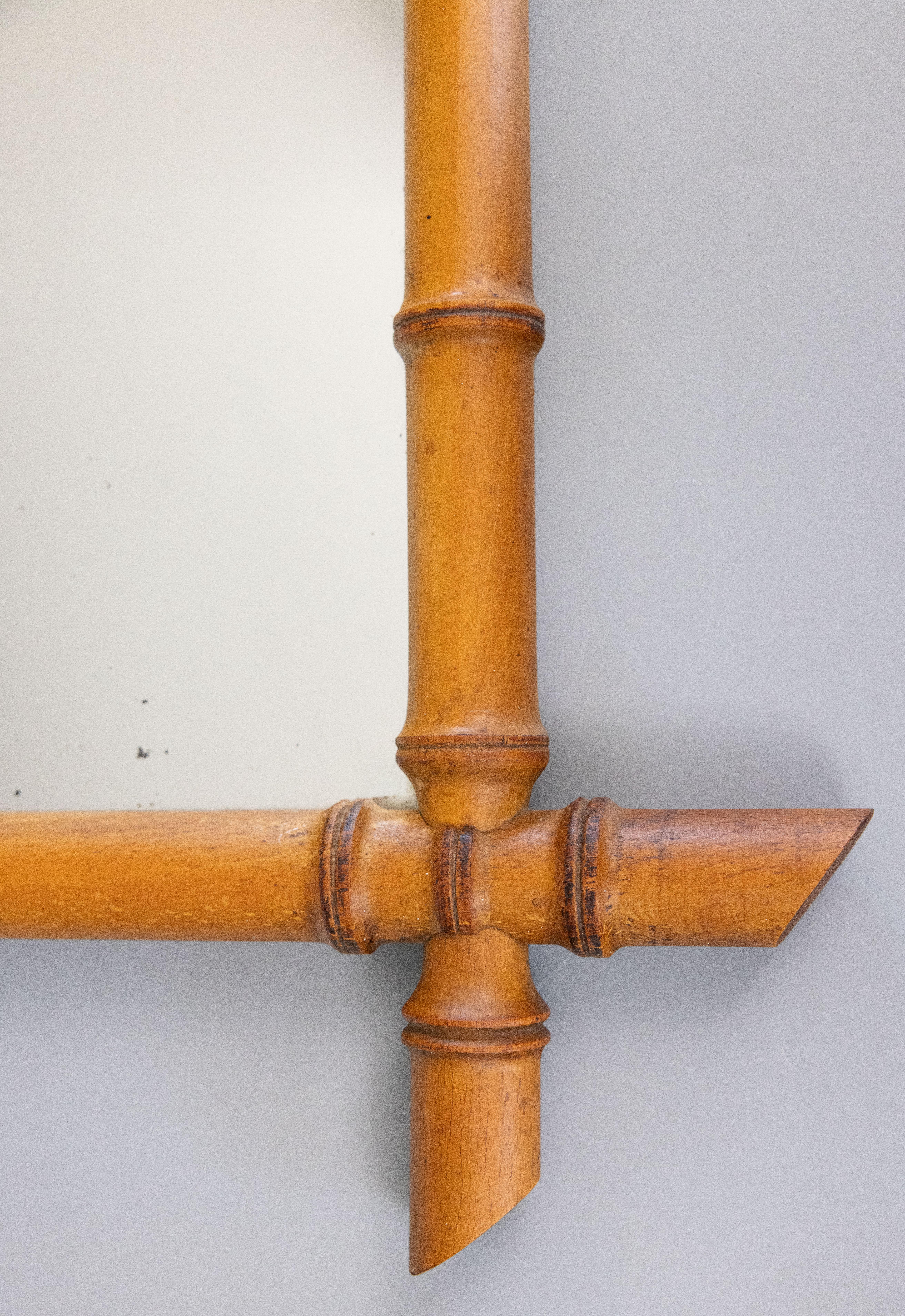 Antique French Faux Bamboo Carved Mirror, circa 1900 en Bueno estado para la venta en Pearland, TX