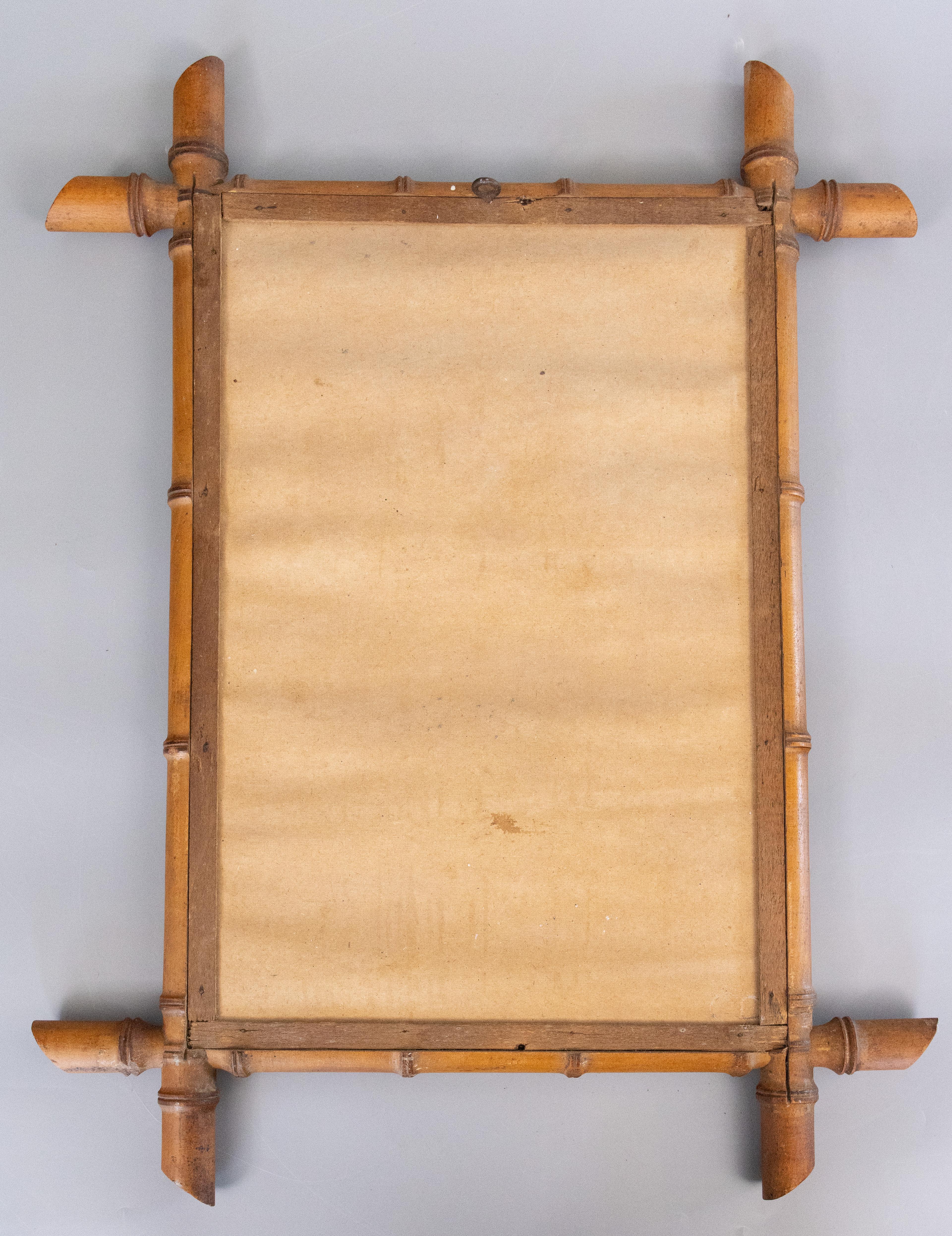 Antique French Faux Bamboo Carved Mirror, circa 1900 principios del siglo XX en venta