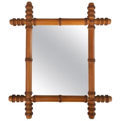 Antique French Faux Bamboo Carved Mirror, Circa 1900
