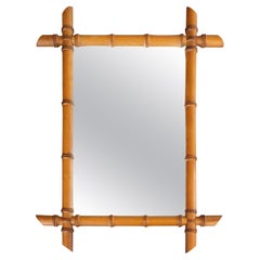 Antique French Faux Bamboo Carved Mirror, circa 1900