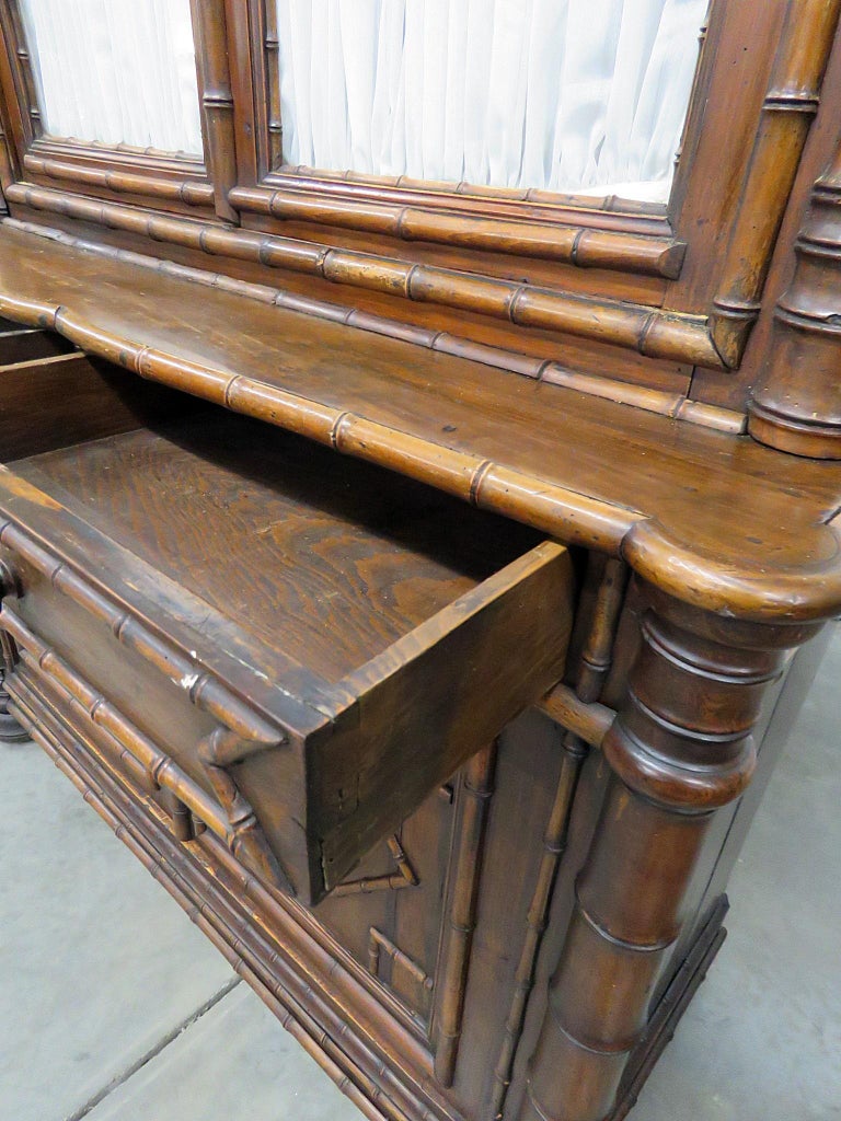 Antique French Faux Bamboo China Cabinet For Sale at 1stdibs